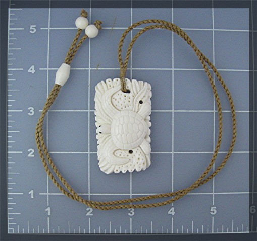 Bone Ivory Sea Turtle Hawaii Cord Necklace