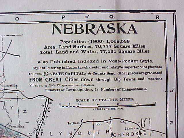 Antique Map Nebraska 1906 Large Fold Out