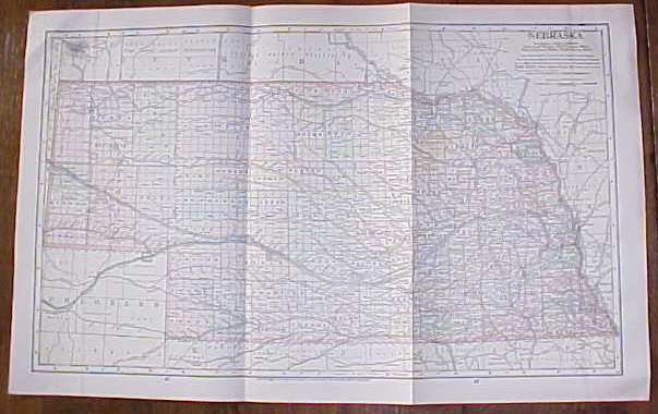 Antique Map Nebraska 1906 Large Fold Out