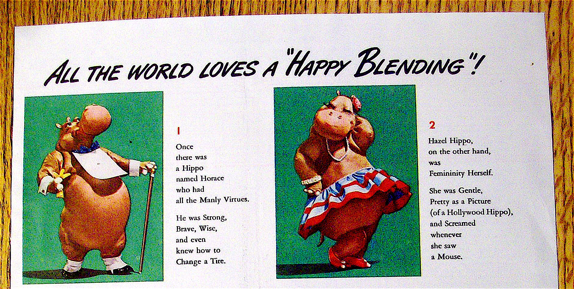1942 Calvert Whiskey with Horace & Hazel Hippo