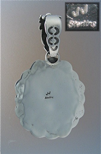 Pendant BOULDER TURQUOISE  Sterling Silver Signed JJ