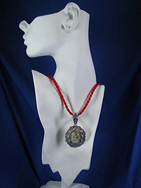 Pendant BOULDER TURQUOISE  Sterling Silver Signed JJ