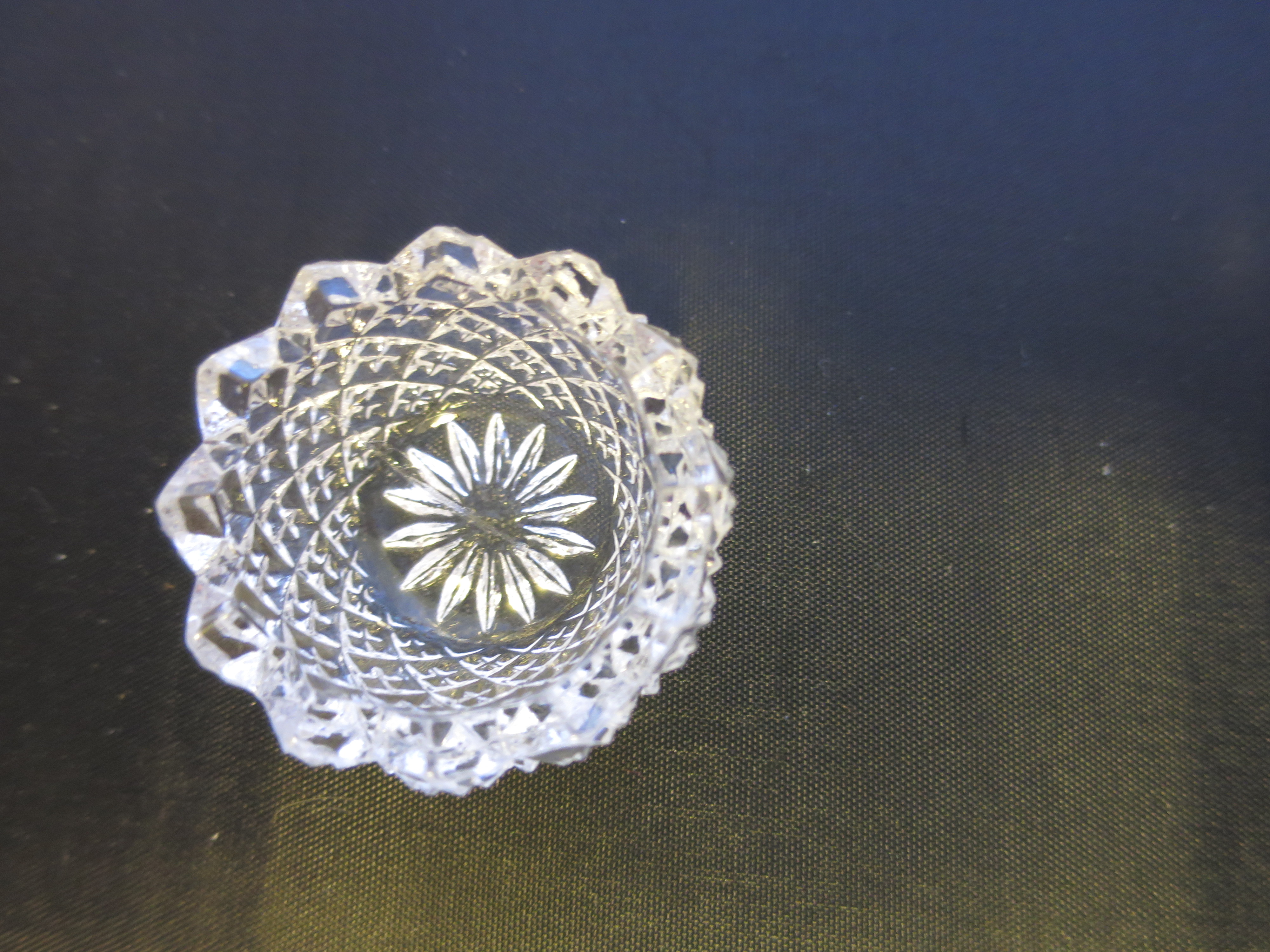 Cut Sawtooth English Hobnail Open Salt Cellar