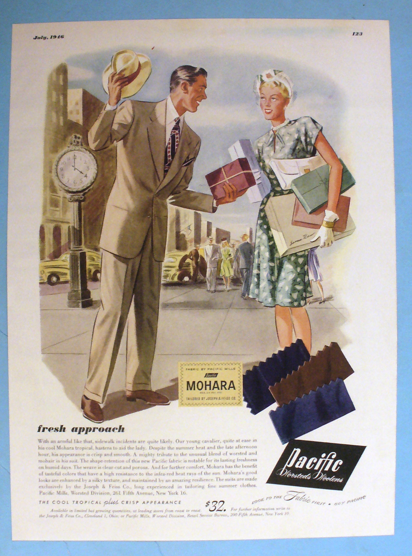 1946 Pacific Mills with Man Handing a Woman Packages