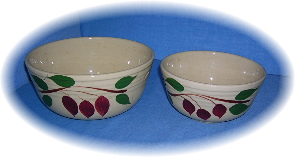 Cream Green Brown Leaves WATT Bowls