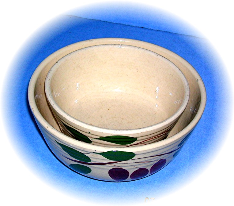Cream Green Brown Leaves WATT Bowls