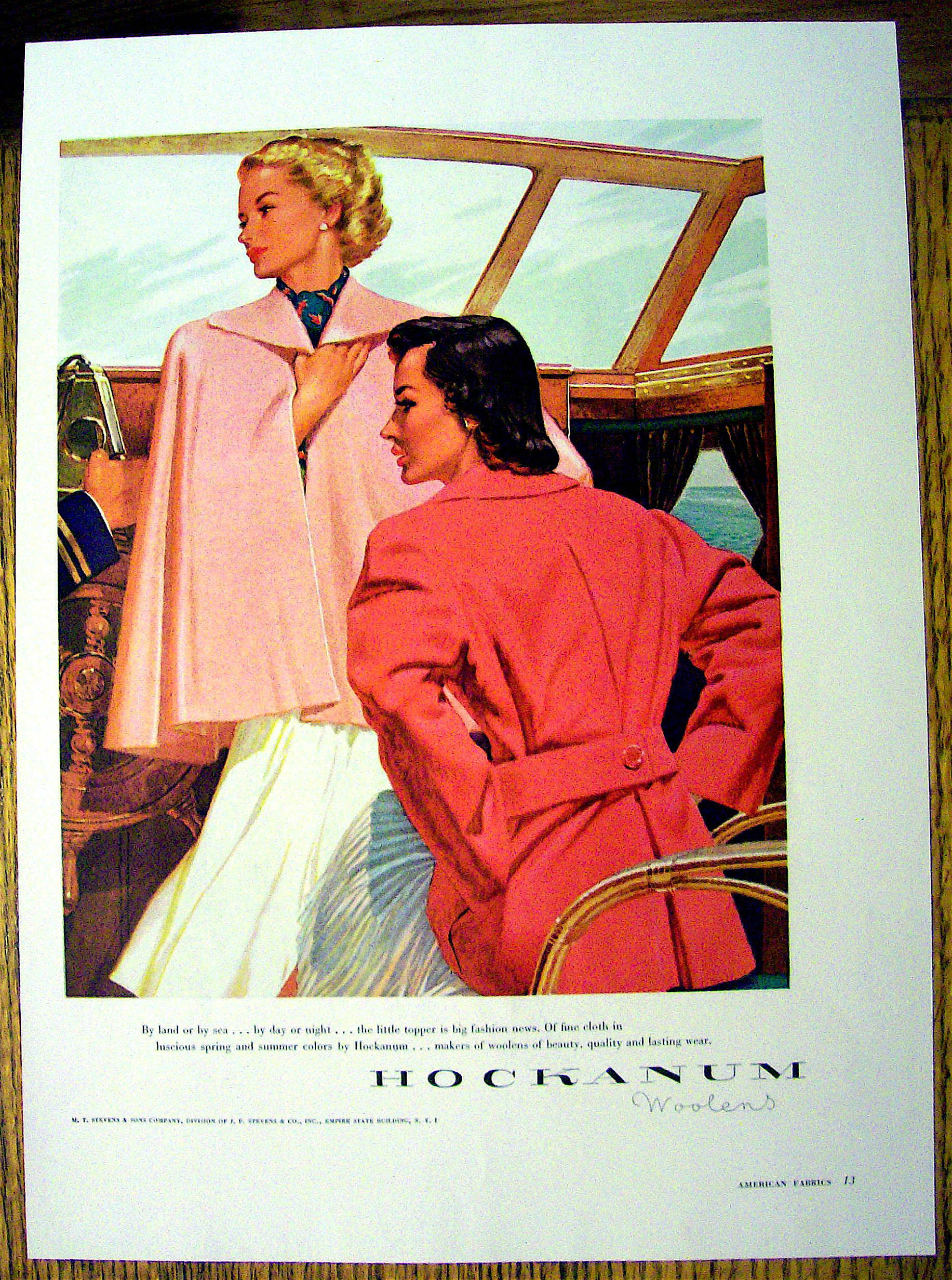 1948 Hockanum Woolens w/ Women on a Boat