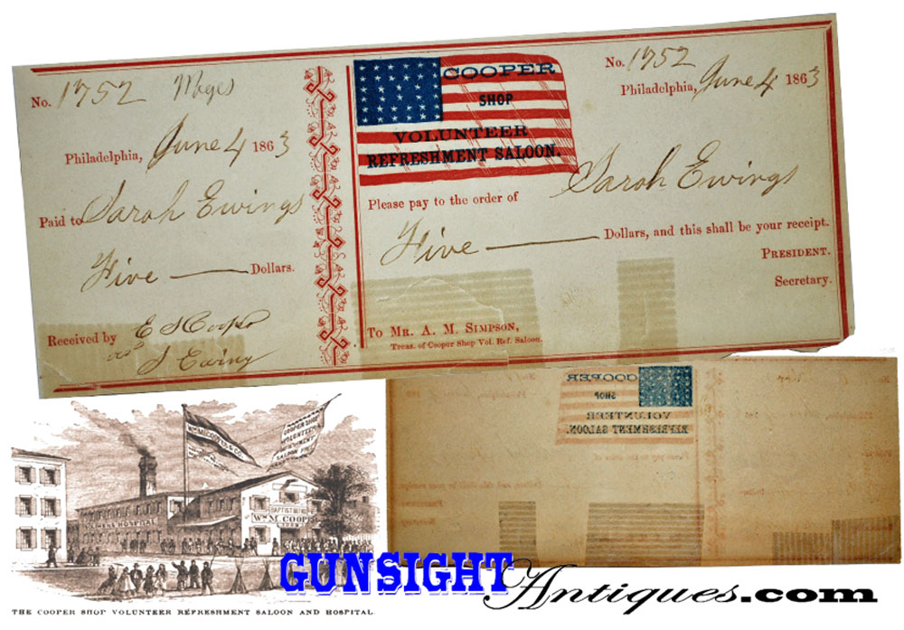 1863 Cooper Vol. SALOON / WORKER PAY RECEIPT