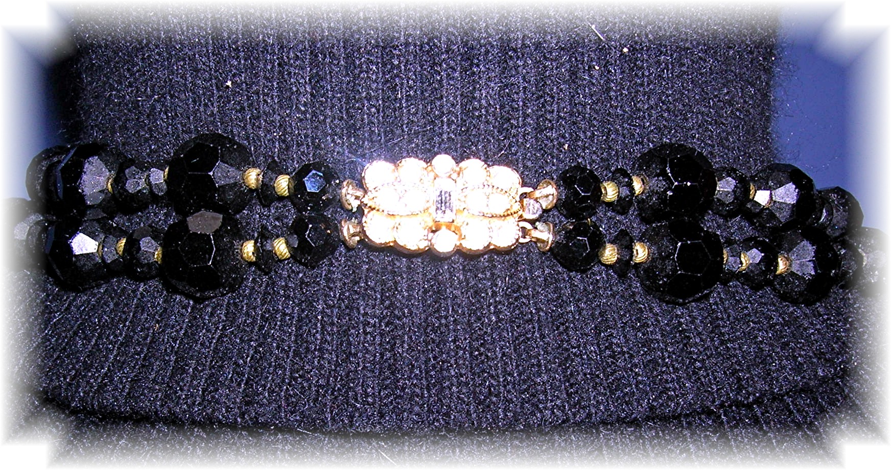 Black Jet Glass Facetted Vintage Necklace...