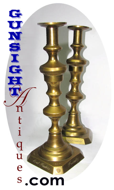 1862 dated Coal Traders Association CANDLE STICKS