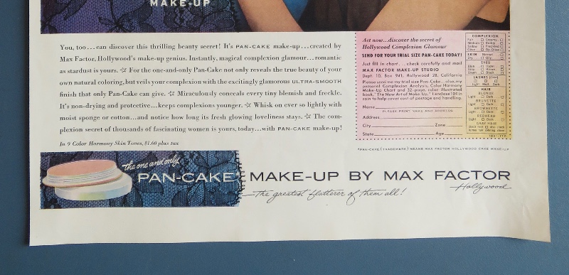 1951 Pan Cake Make Up By Max Factor with Television Star Jane Greer