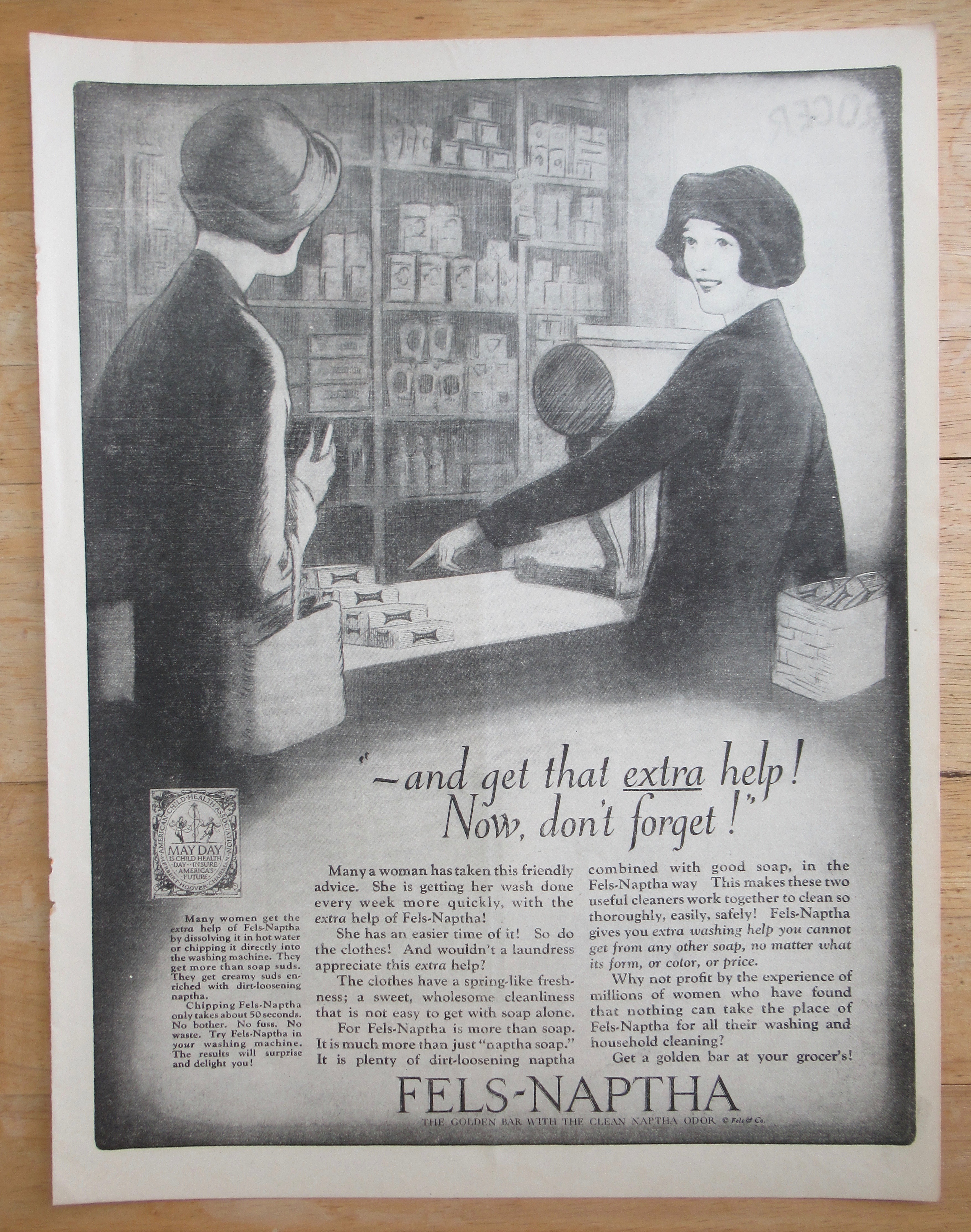 1926 Fels Naptha Soap With Women Shopping