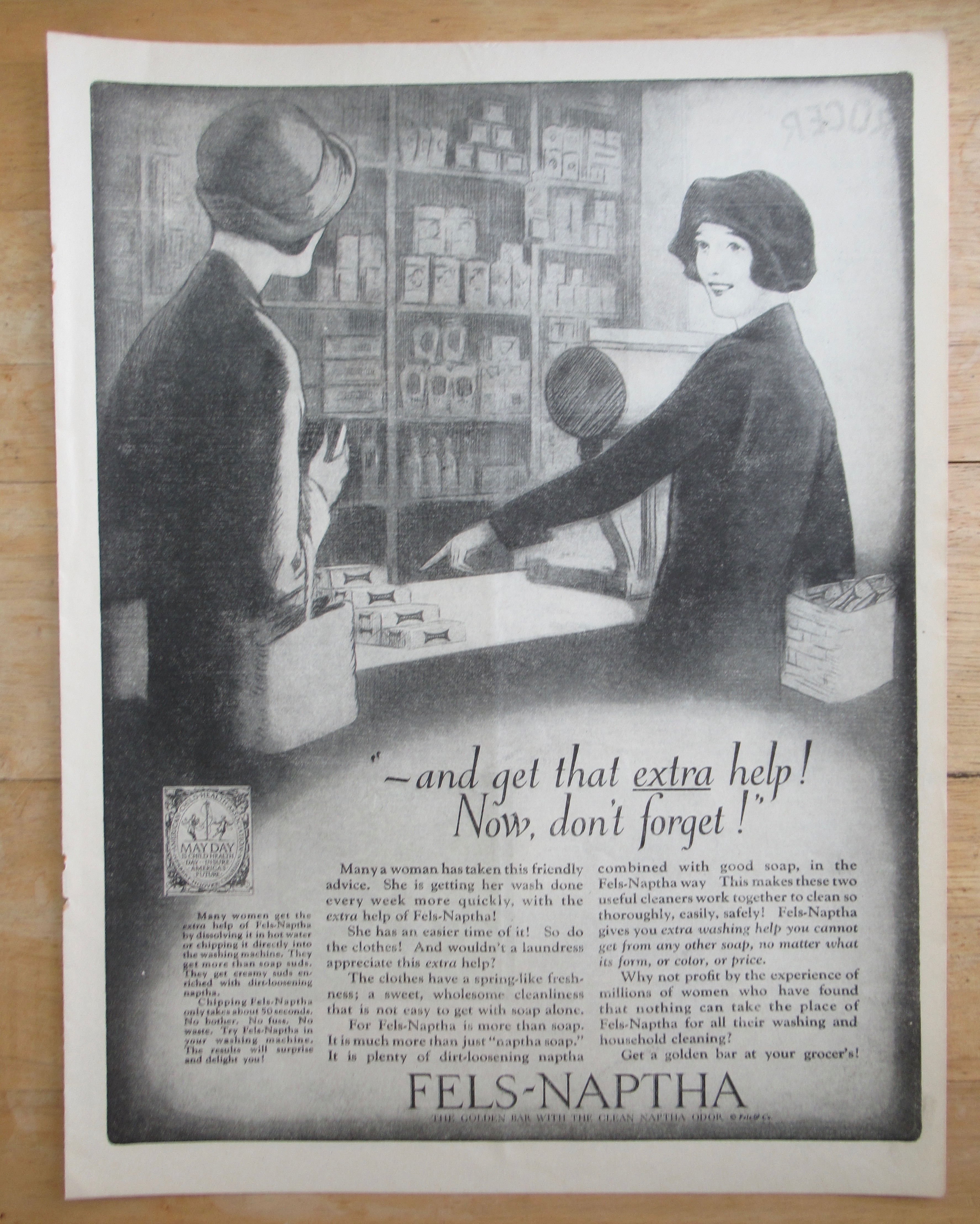 1926 Fels Naptha Soap With Women Shopping