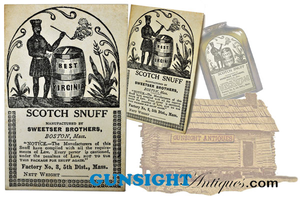 original Civil War era Scotch Snuff label by Sweetser Brothers, Boston