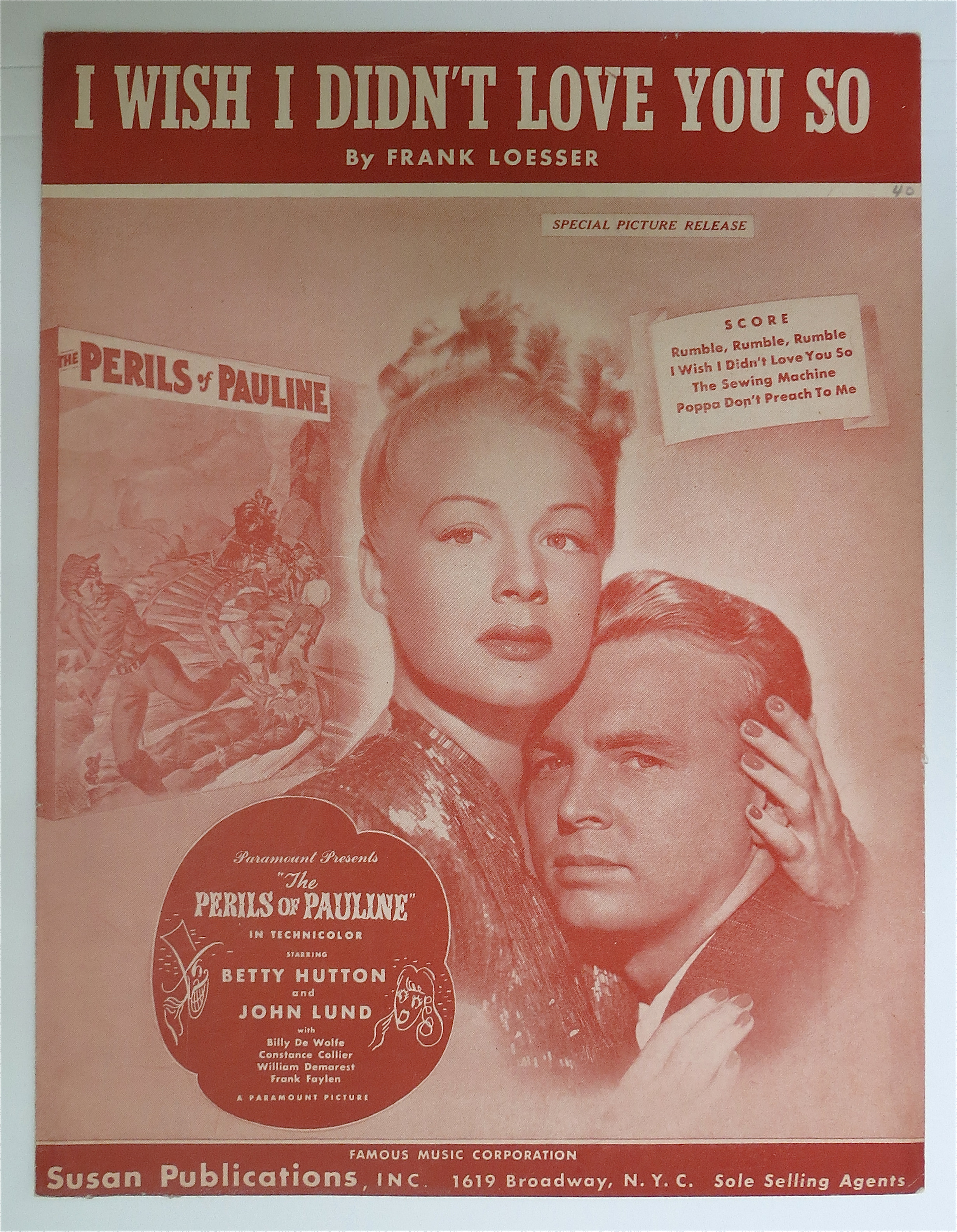 1947 I Wish I Didn't Love You So By Frank Loesser
