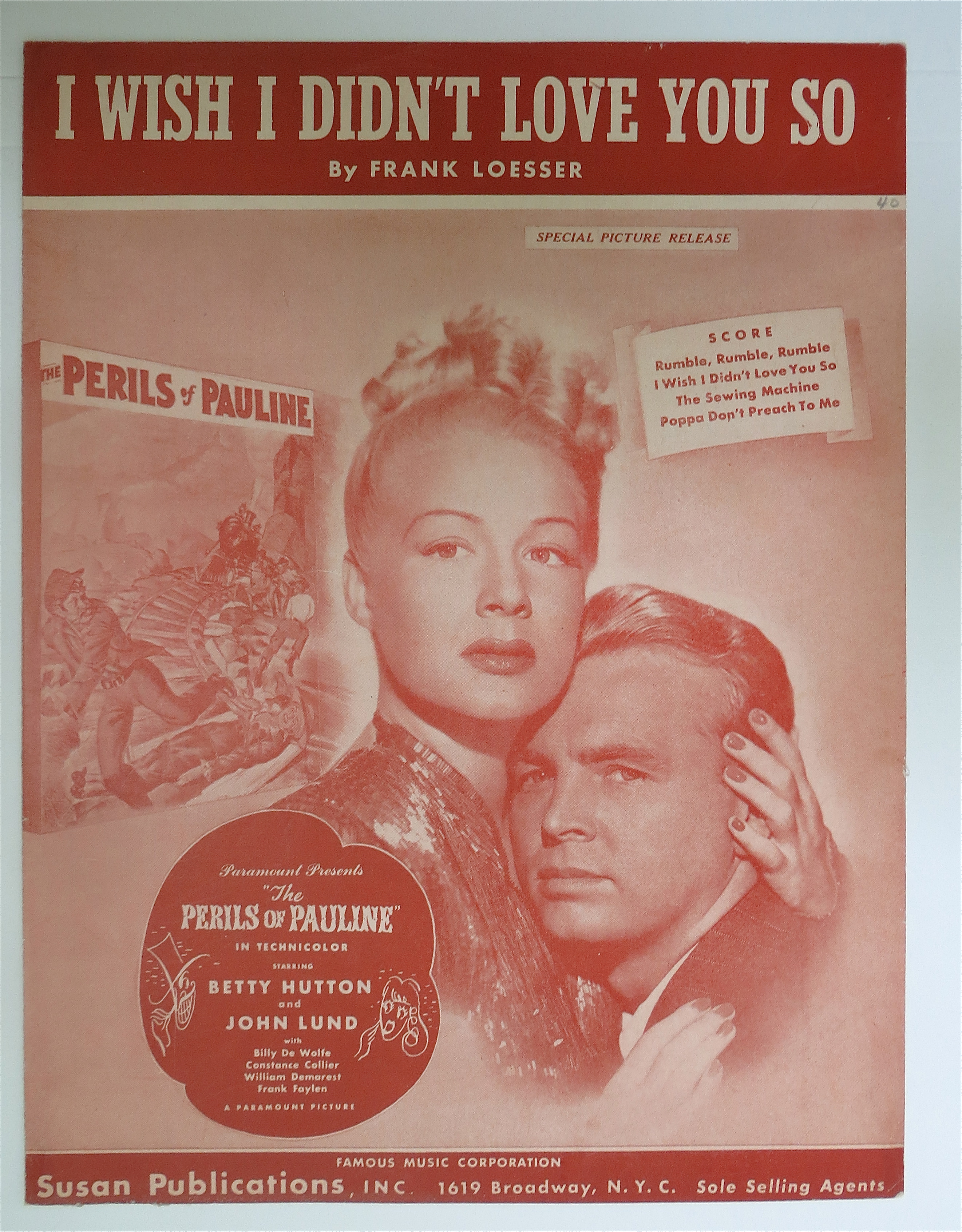 1947 I Wish I Didn't Love You So By Frank Loesser