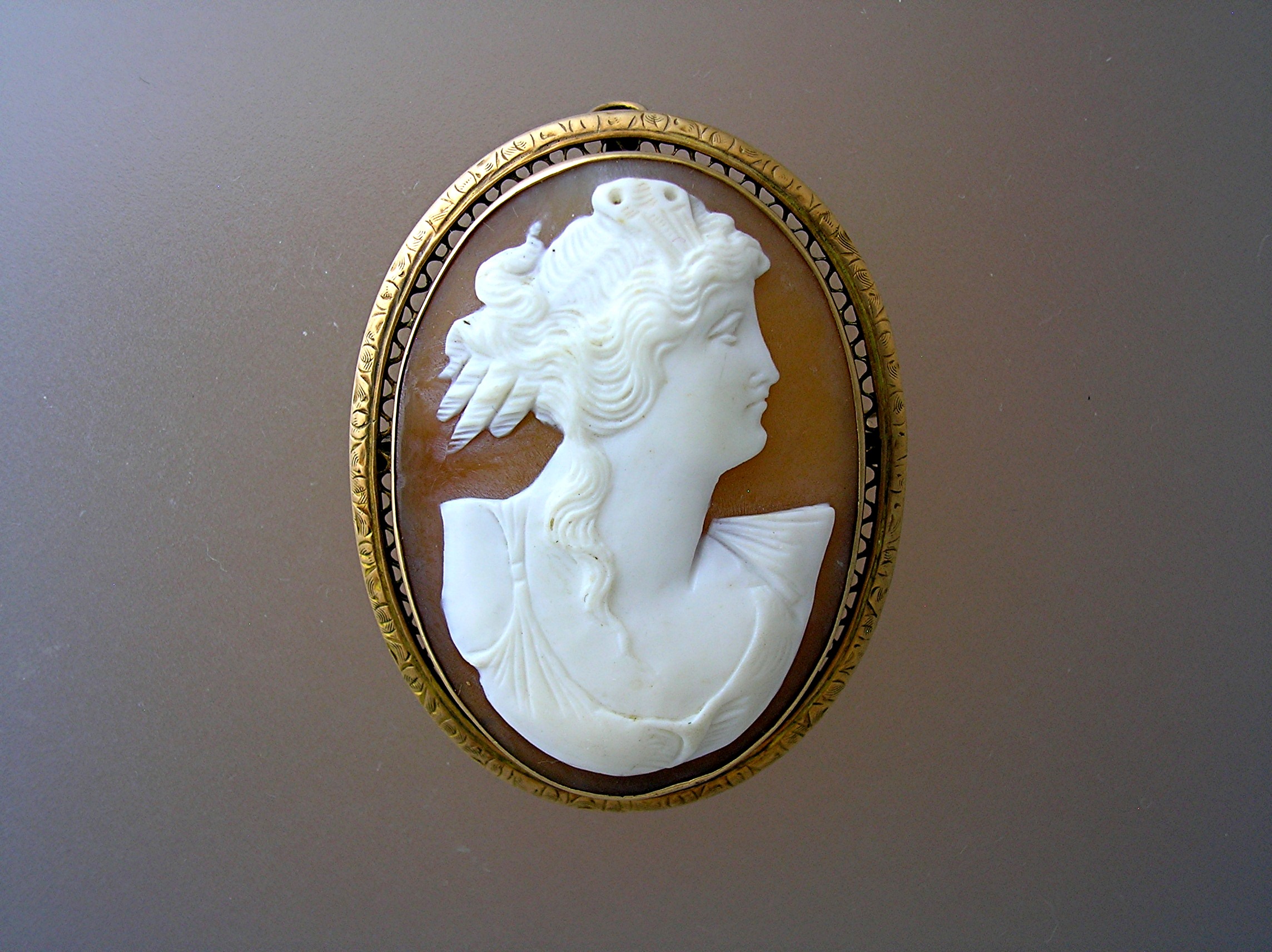Cameo Brooch Hand Carved