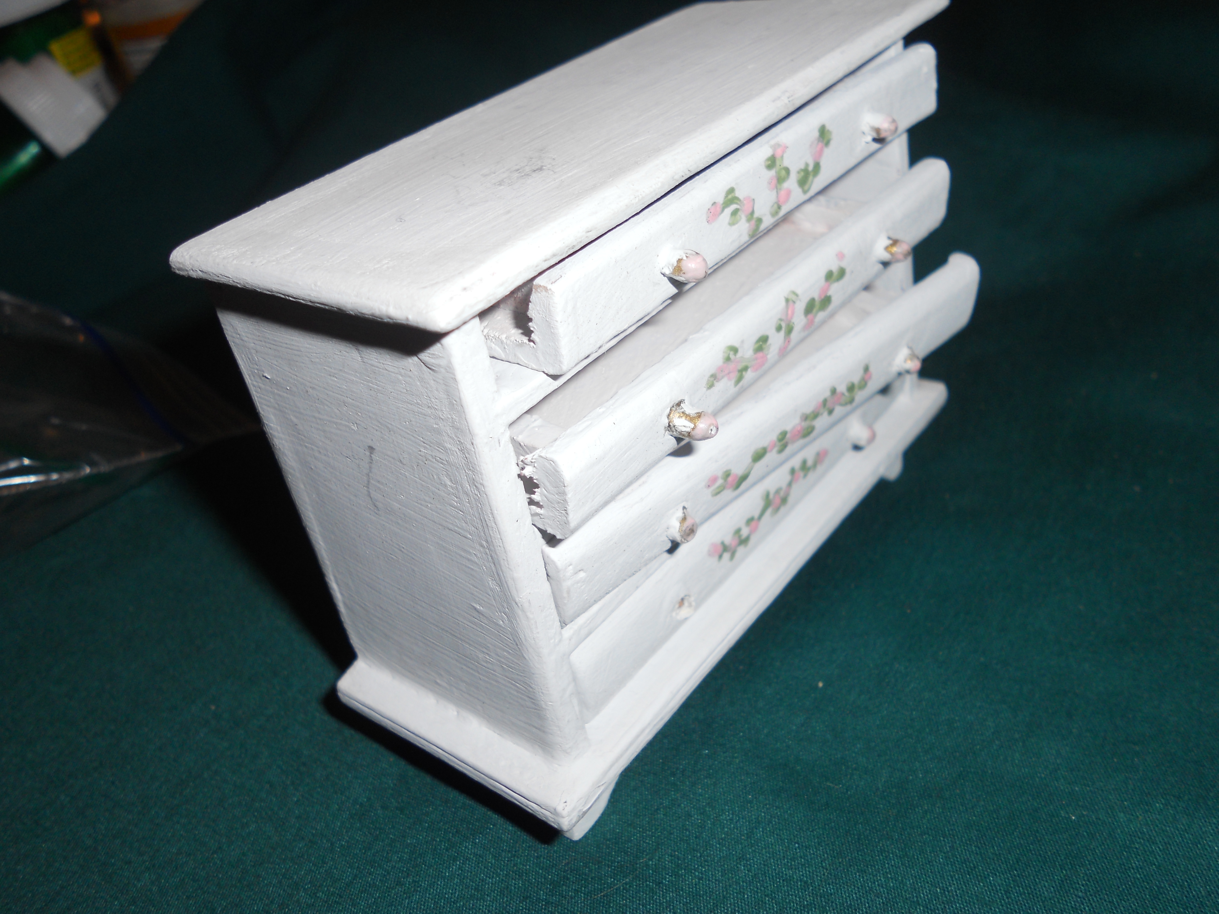 Dollhouse Dresser Wood Rose Bud Design
