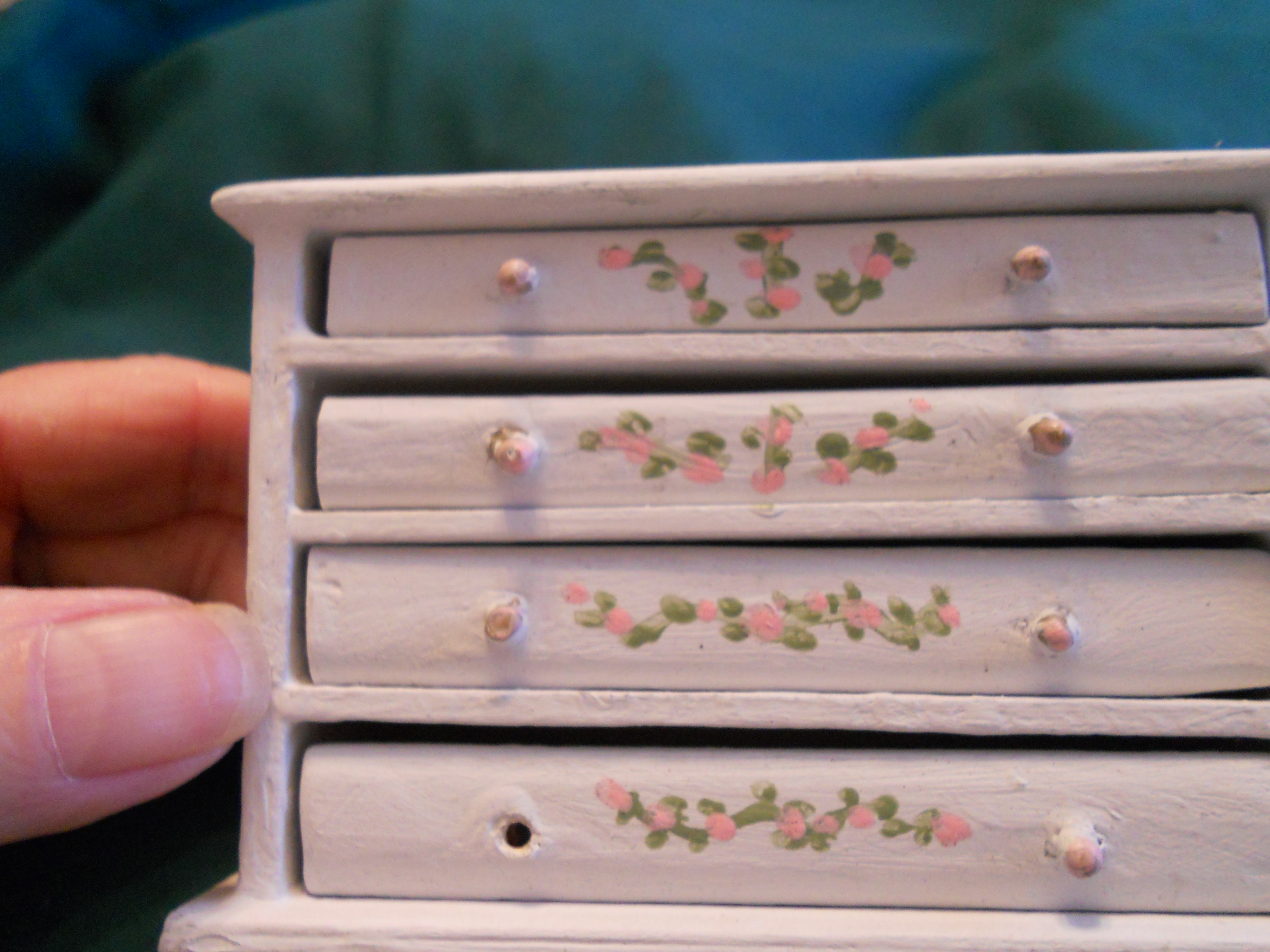 Dollhouse Dresser Wood Rose Bud Design