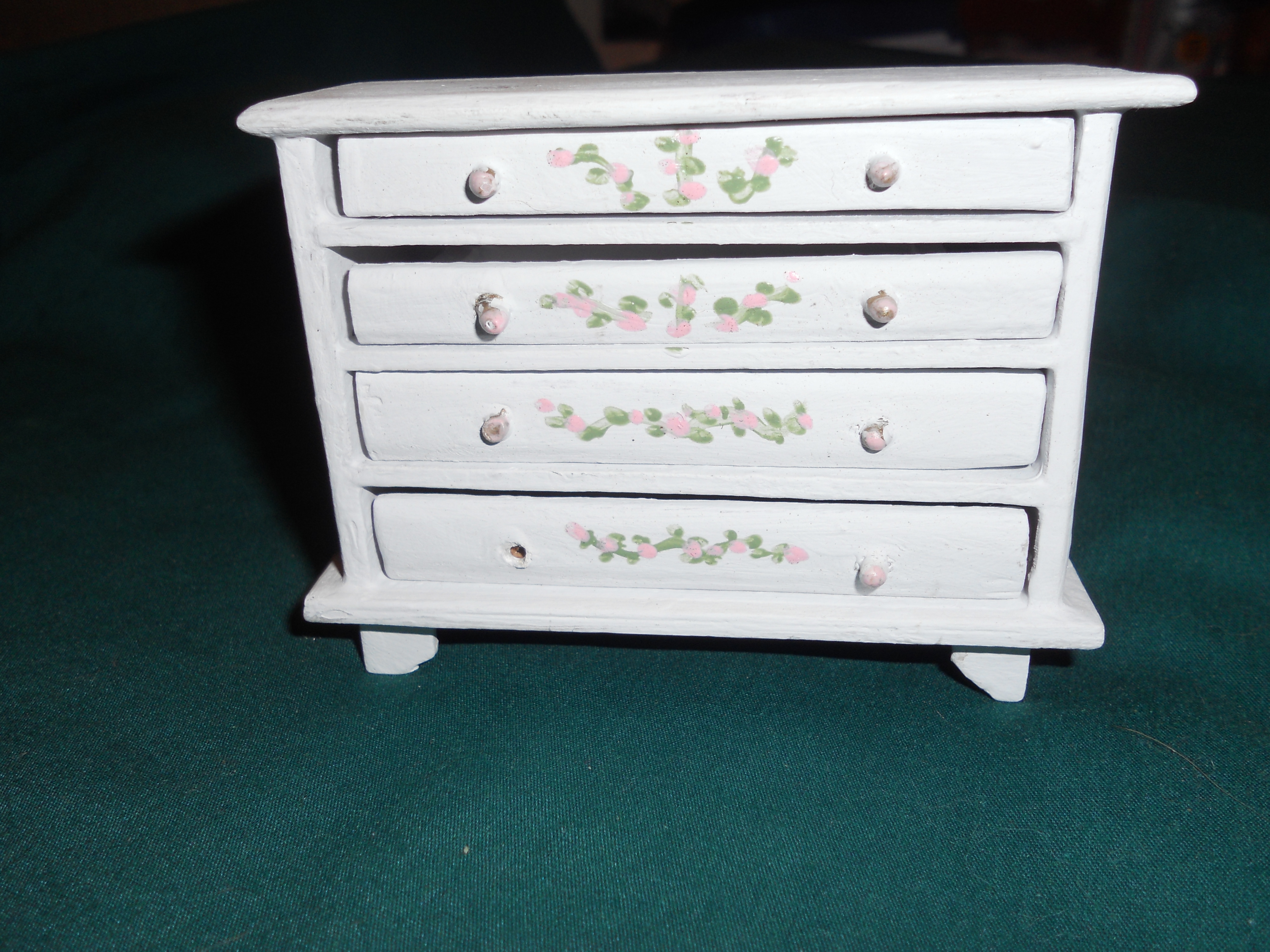 Dollhouse Dresser Wood Rose Bud Design