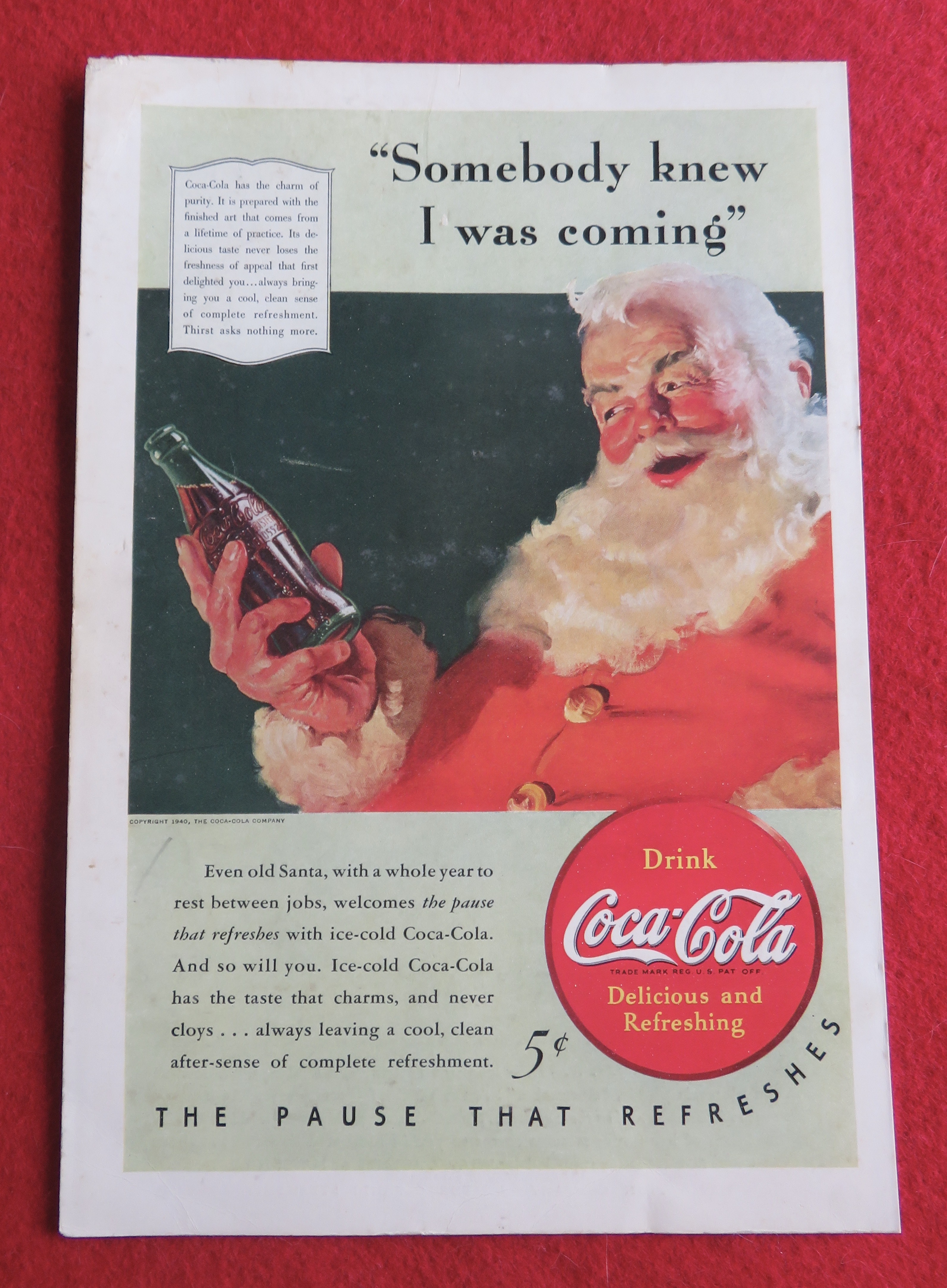 1940 Coca-Cola (Coke) with Santa Claus & Soda
