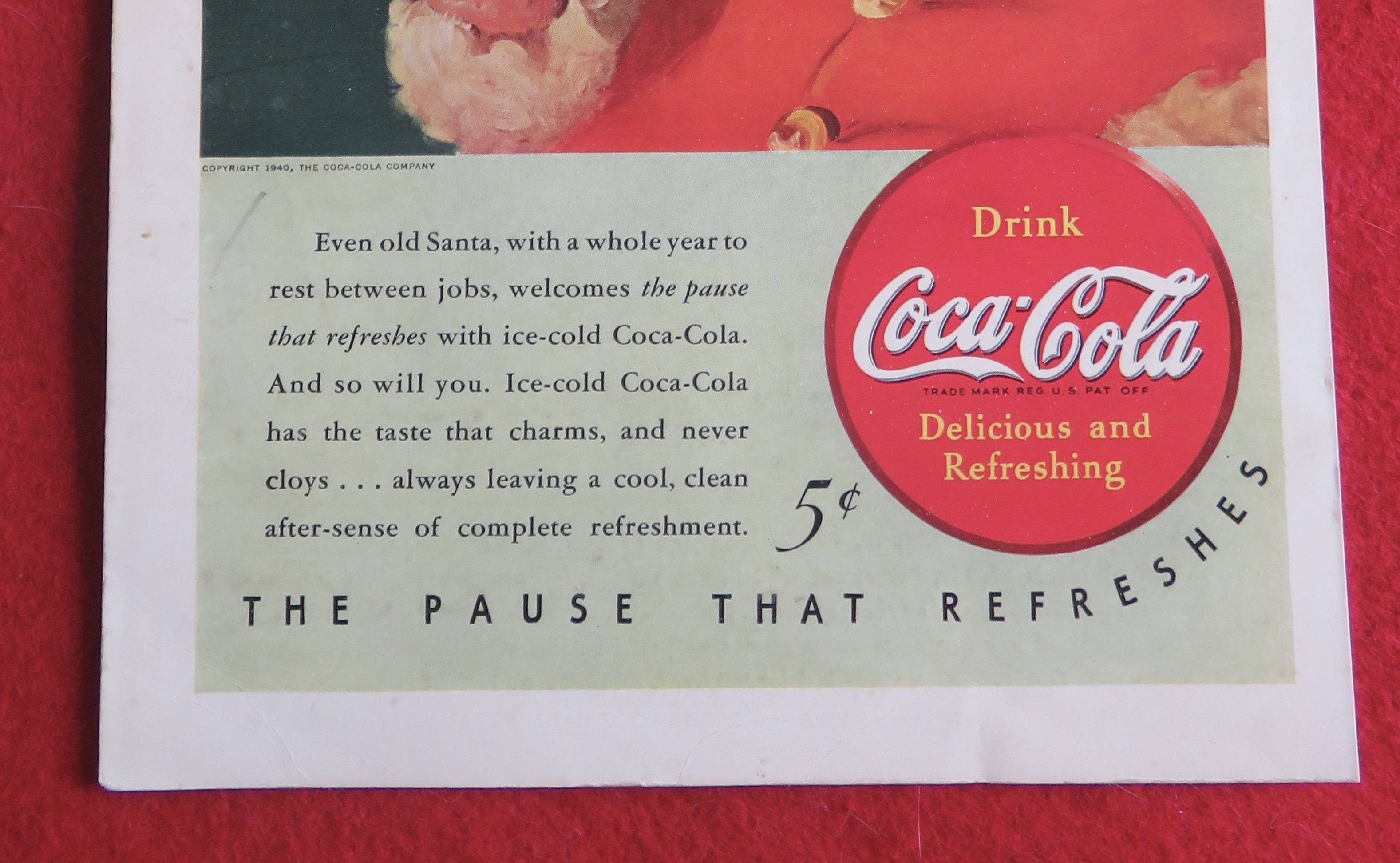 1940 Coca-Cola (Coke) with Santa Claus & Soda
