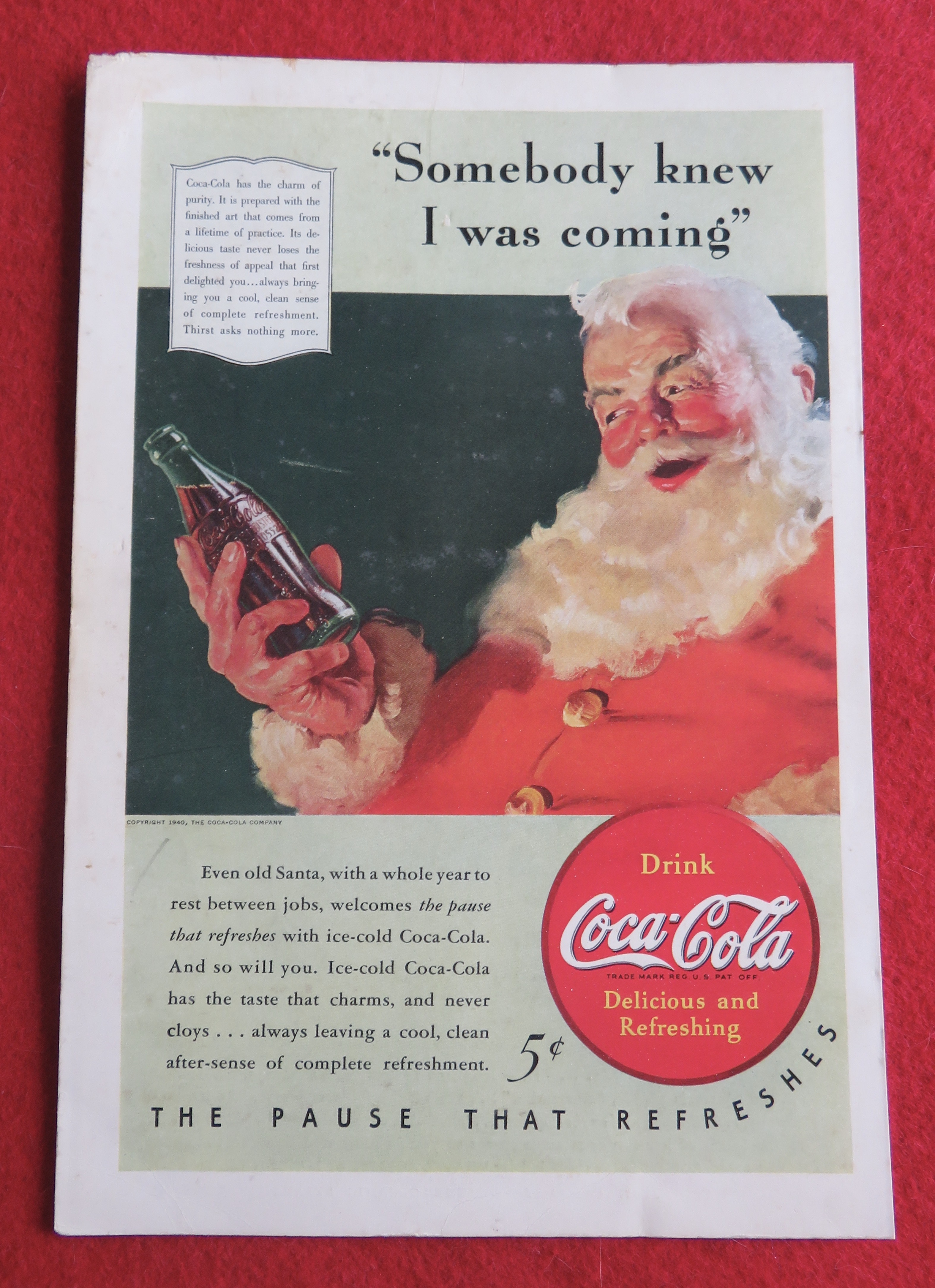 1940 Coca-Cola (Coke) with Santa Claus & Soda