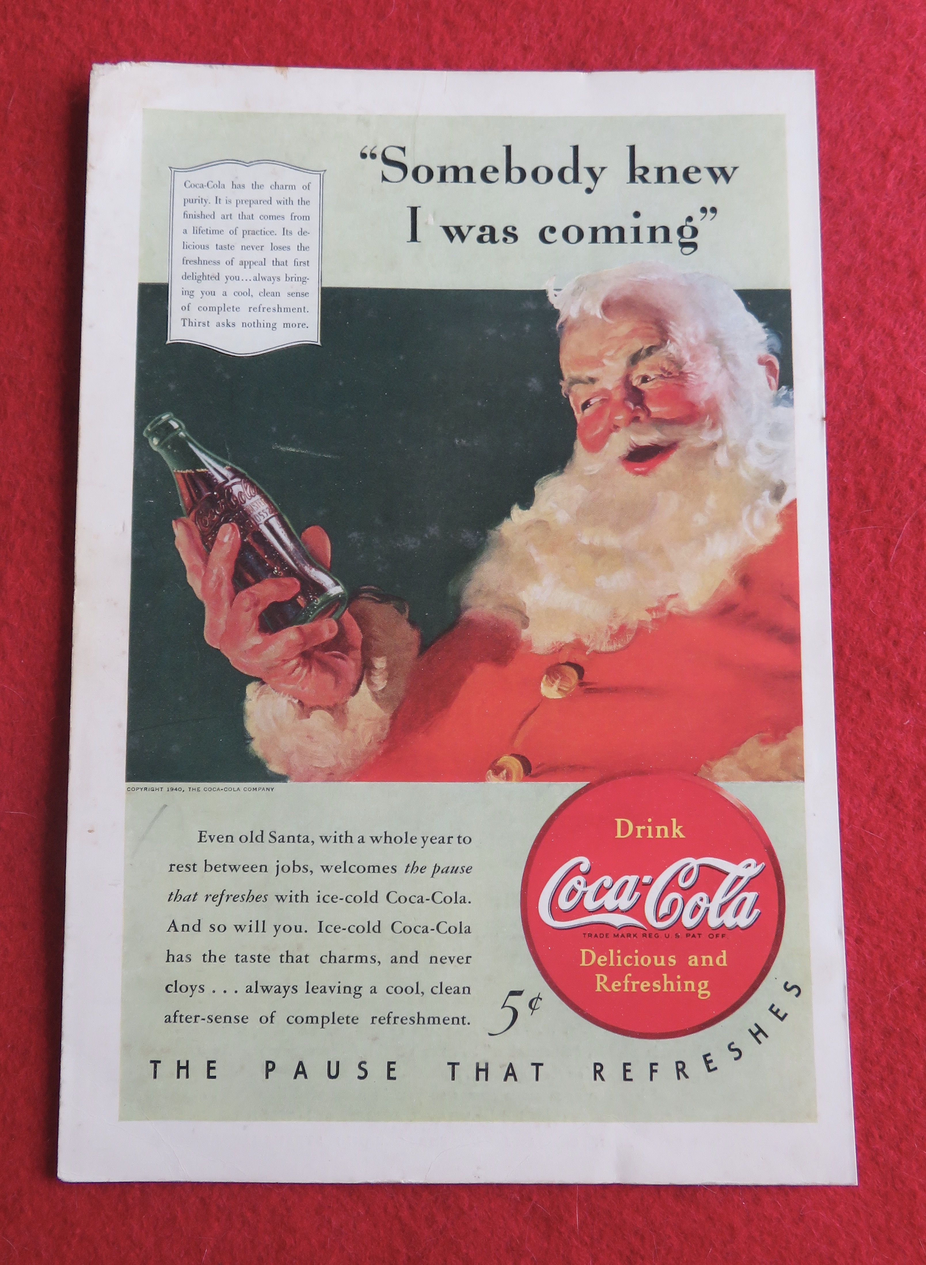 1940 Coca-Cola (Coke) with Santa Claus & Soda
