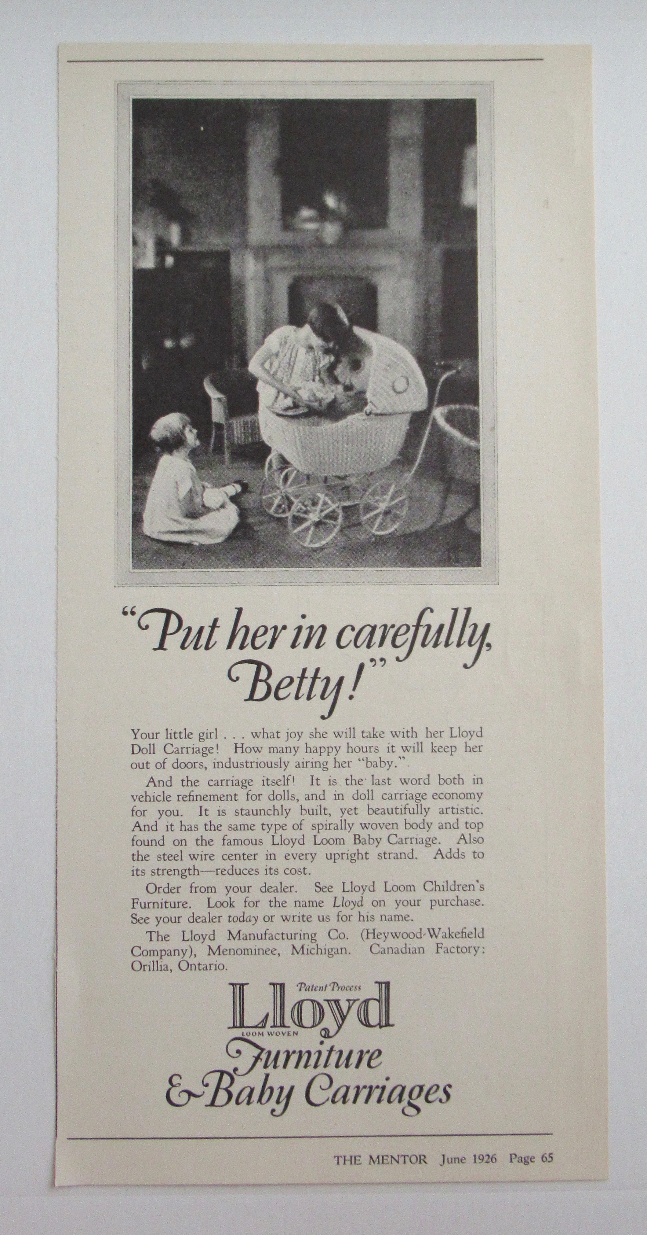 1926 Lloyd Baby Carriages with Girls and Their Dolls