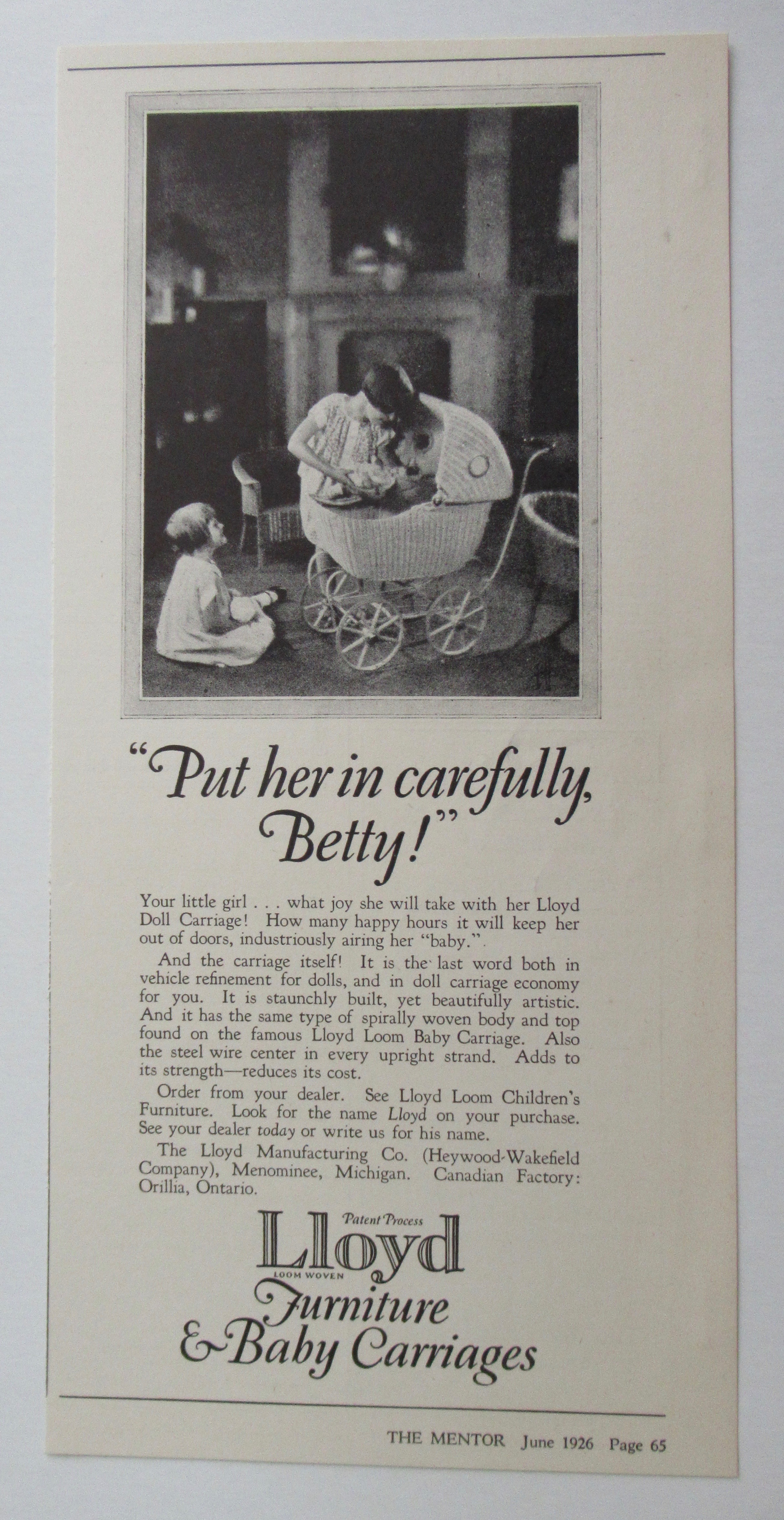 1926 Lloyd Baby Carriages with Girls and Their Dolls