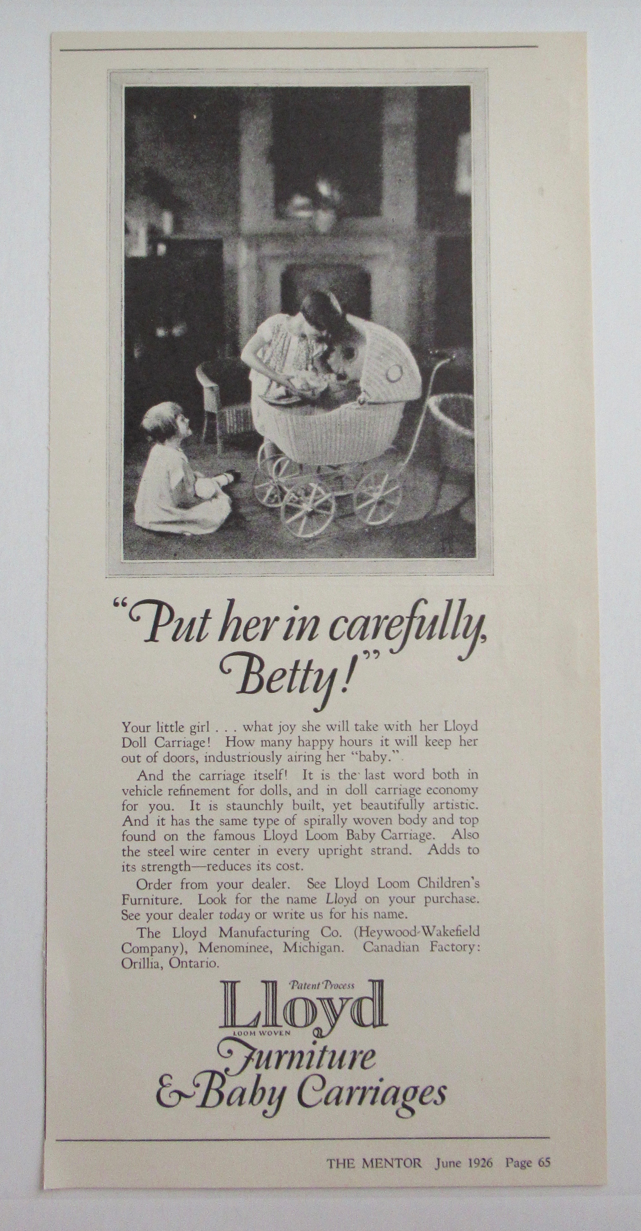 1926 Lloyd Baby Carriages with Girls and Their Dolls