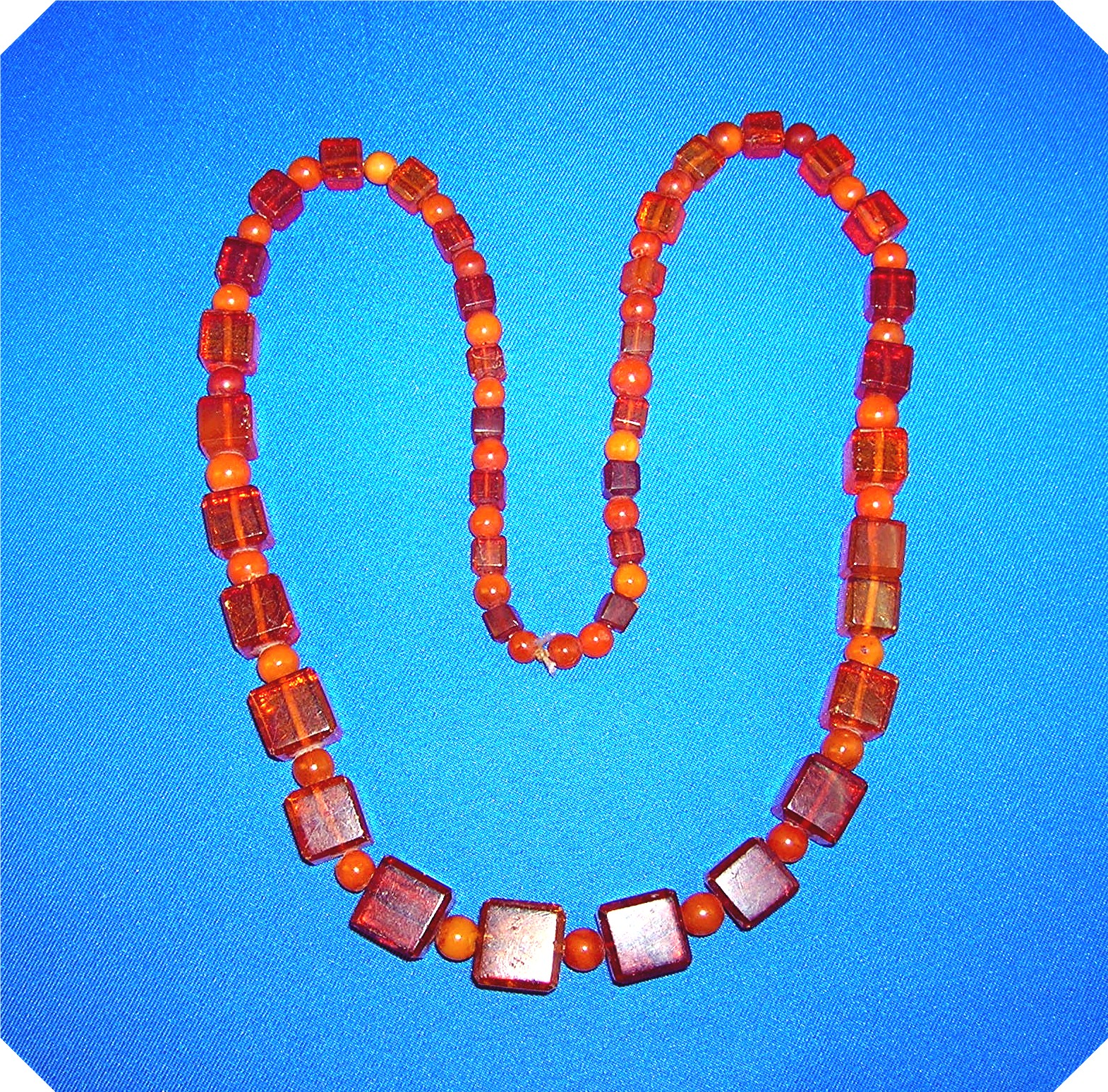 Baltic Amber Dark Golden Cubes Necklace 26 Inch