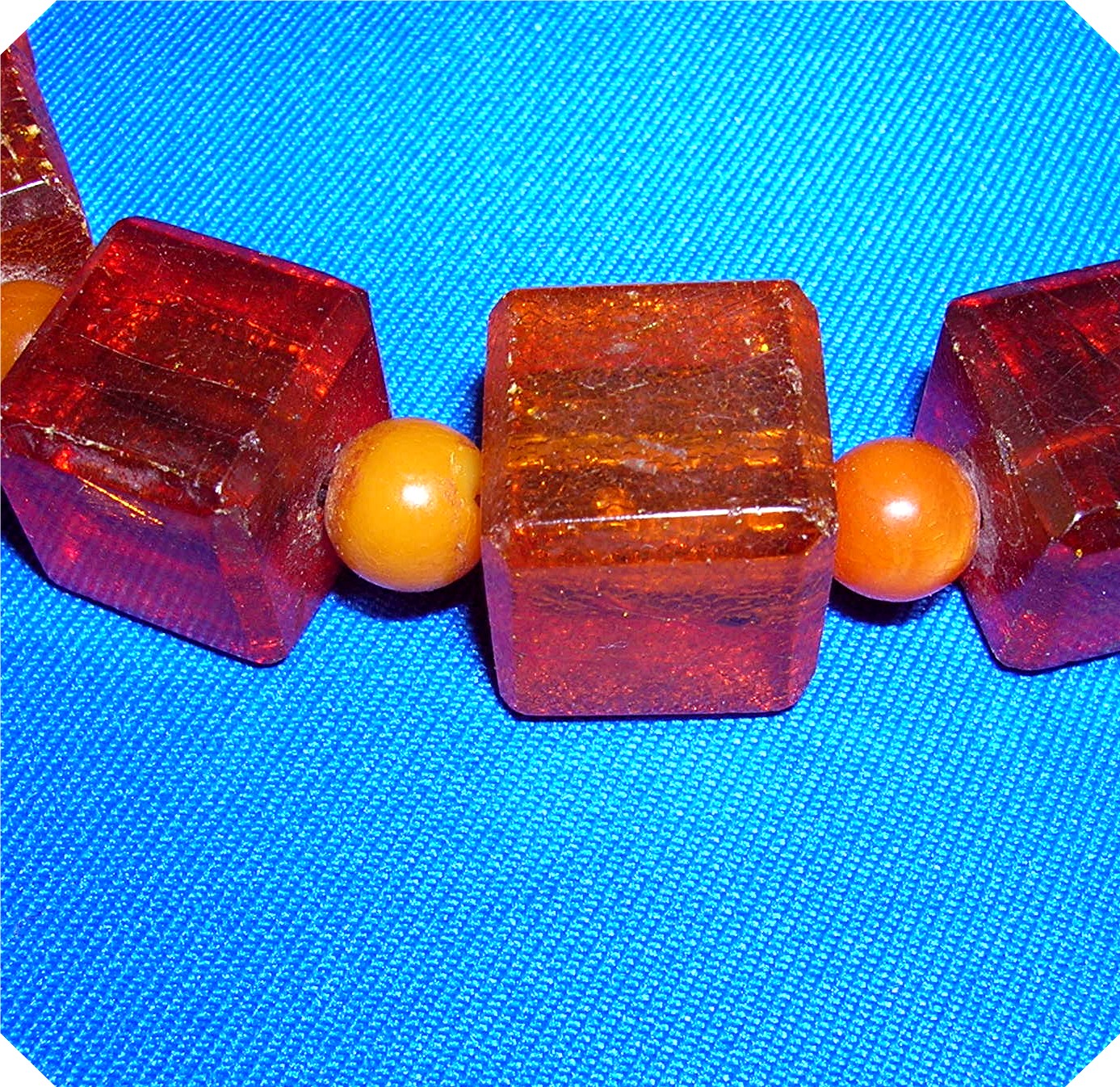 Baltic Amber Dark Golden Cubes Necklace 26 Inch