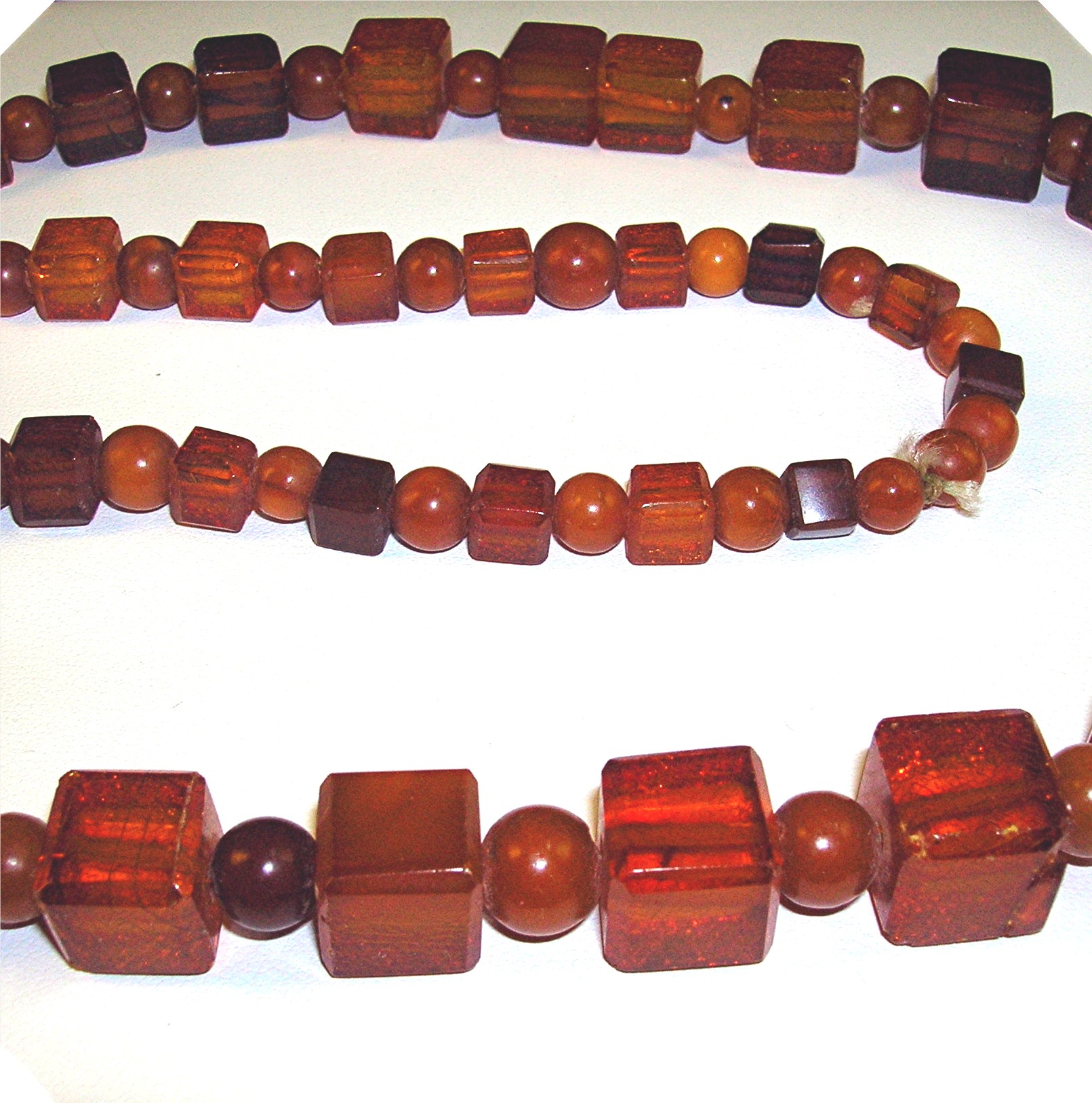 Baltic Amber Dark Golden Cubes Necklace 26 Inch