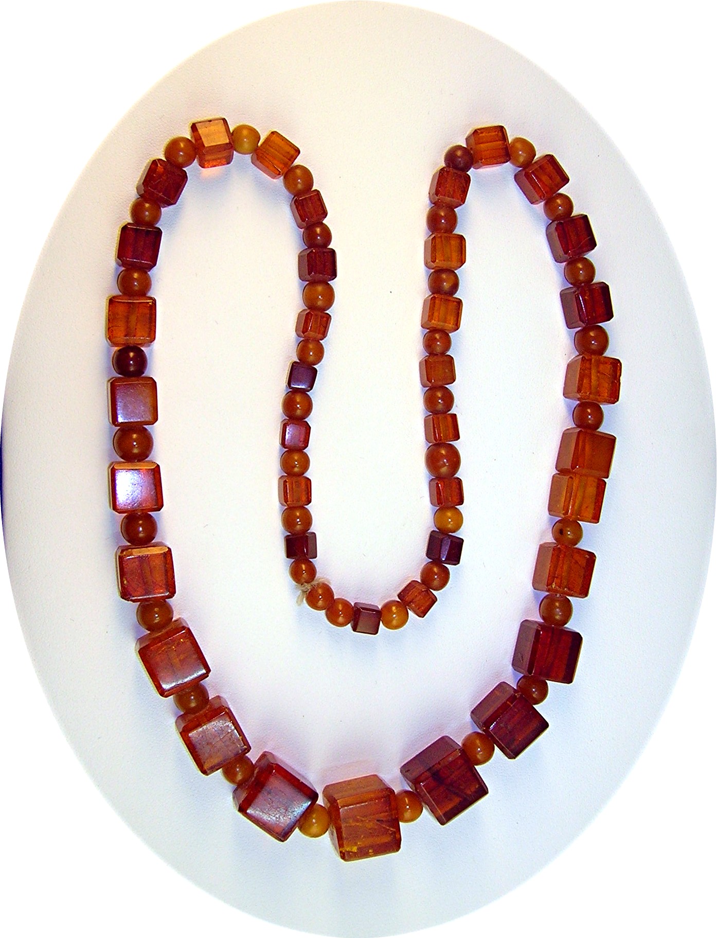 Baltic Amber Dark Golden Cubes Necklace 26 Inch