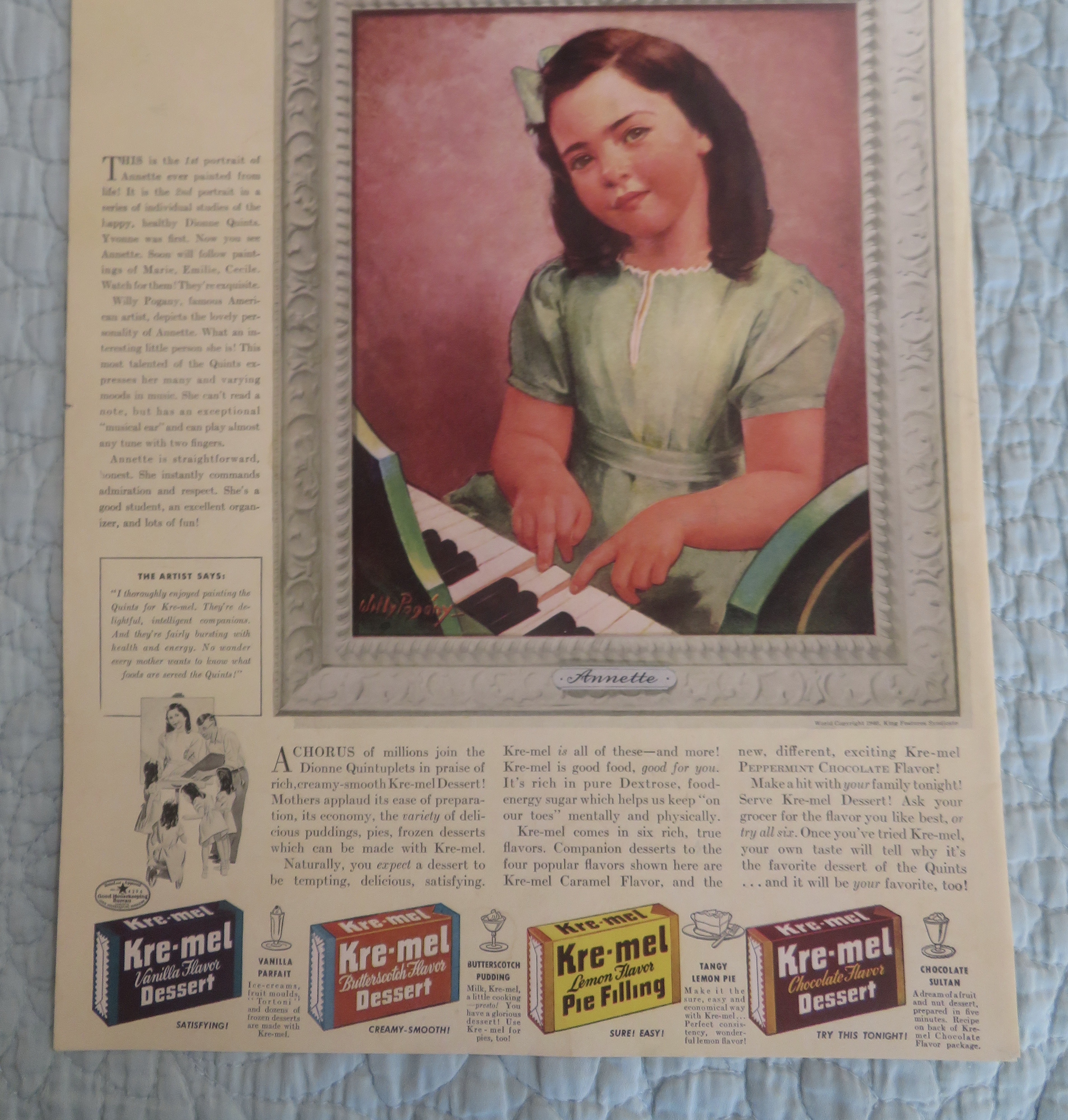 1940 Karo Syrup with Annette Dionne (Dionne Quints)