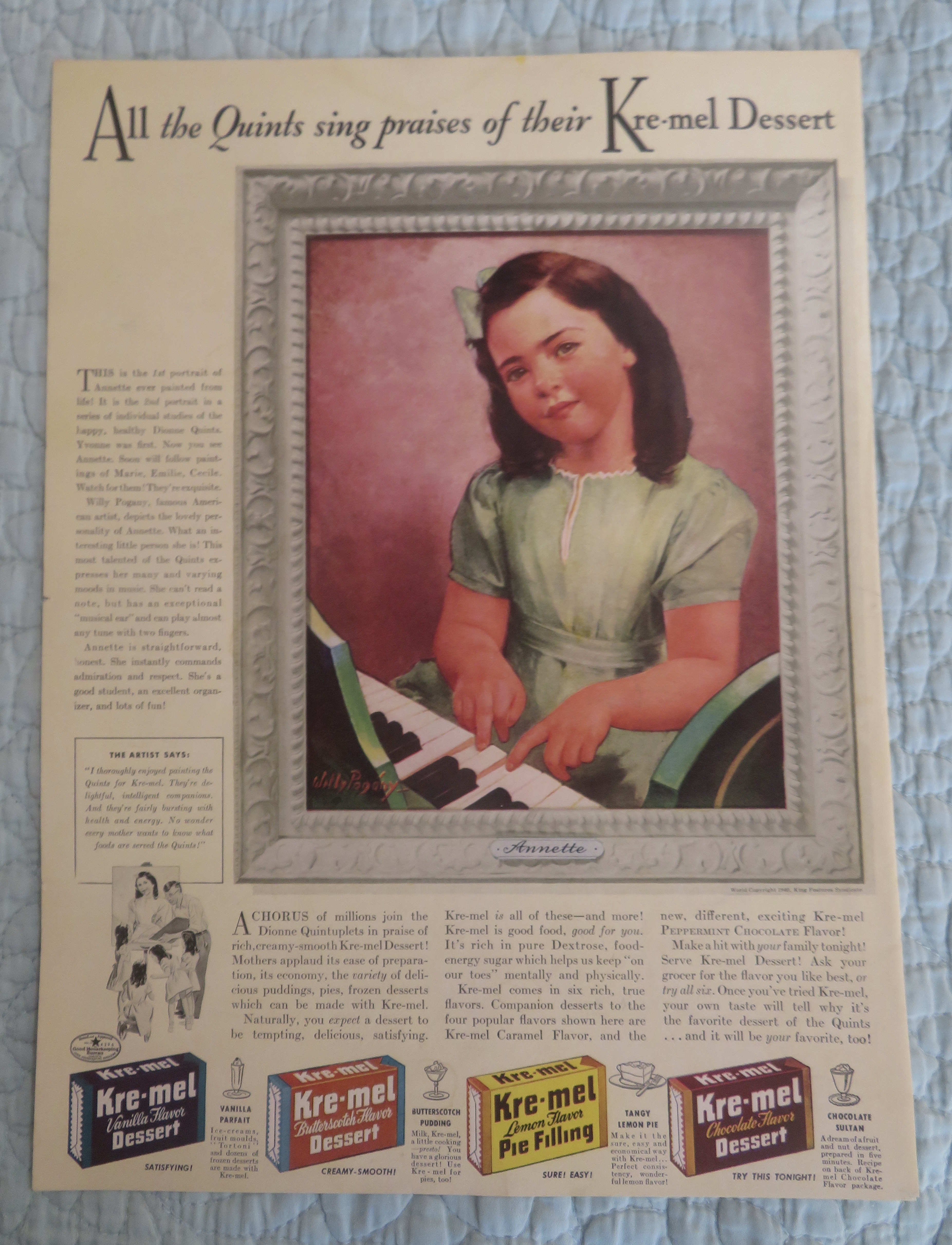 1940 Karo Syrup with Annette Dionne (Dionne Quints)