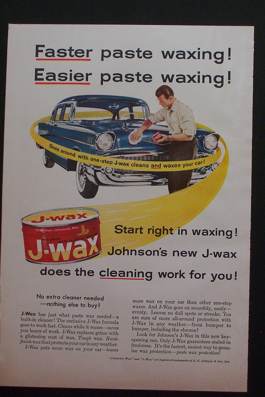 1957 Johnson's J-Wax with Man Waxing His Car
