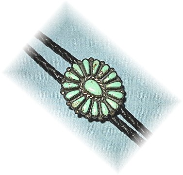 Superb Sterling Silver & Turquoise Bolo Tie