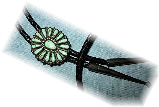 Superb Sterling Silver & Turquoise Bolo Tie