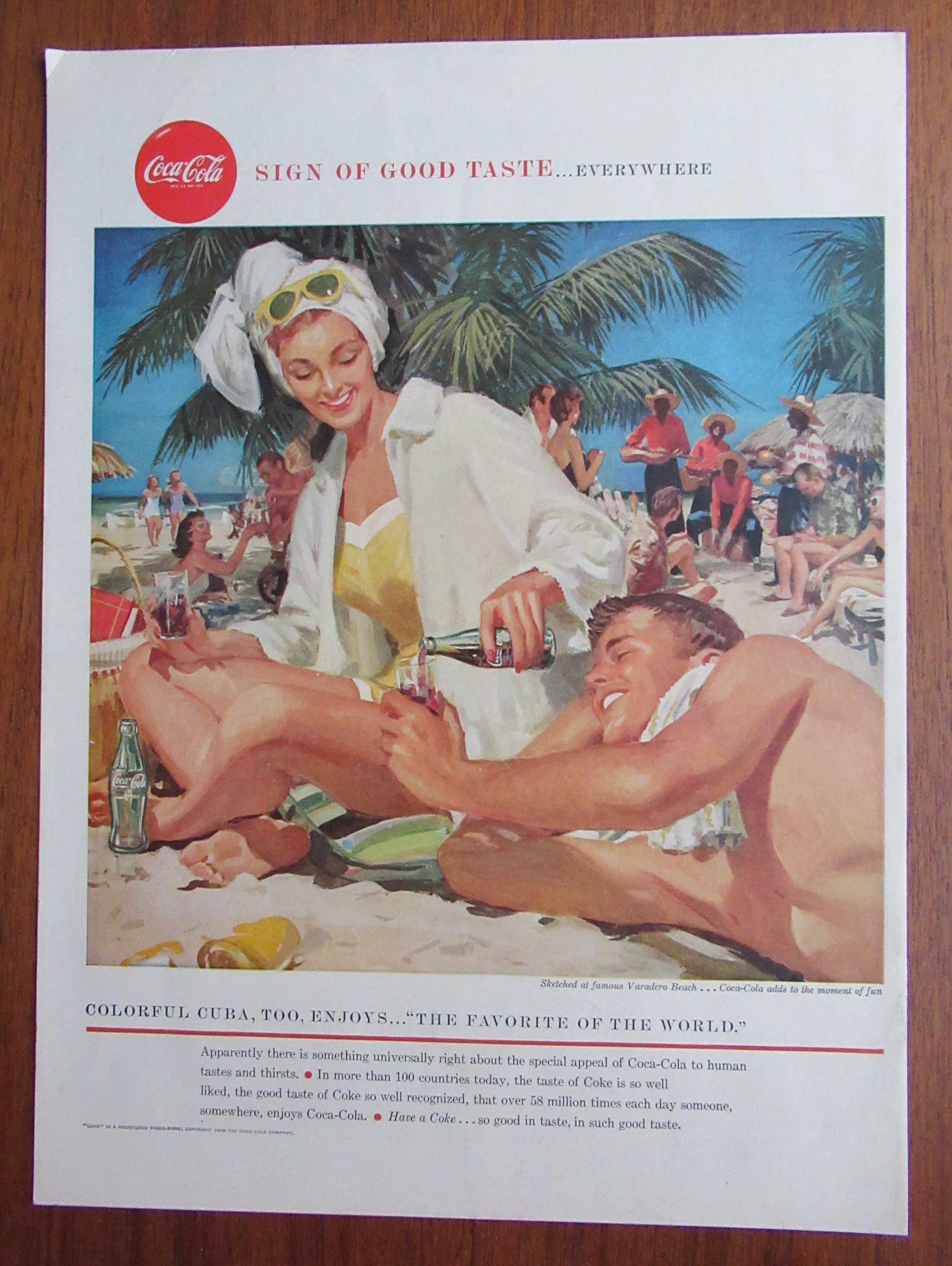 1958 Coca Cola (Coke) with Man & Woman on a Beach