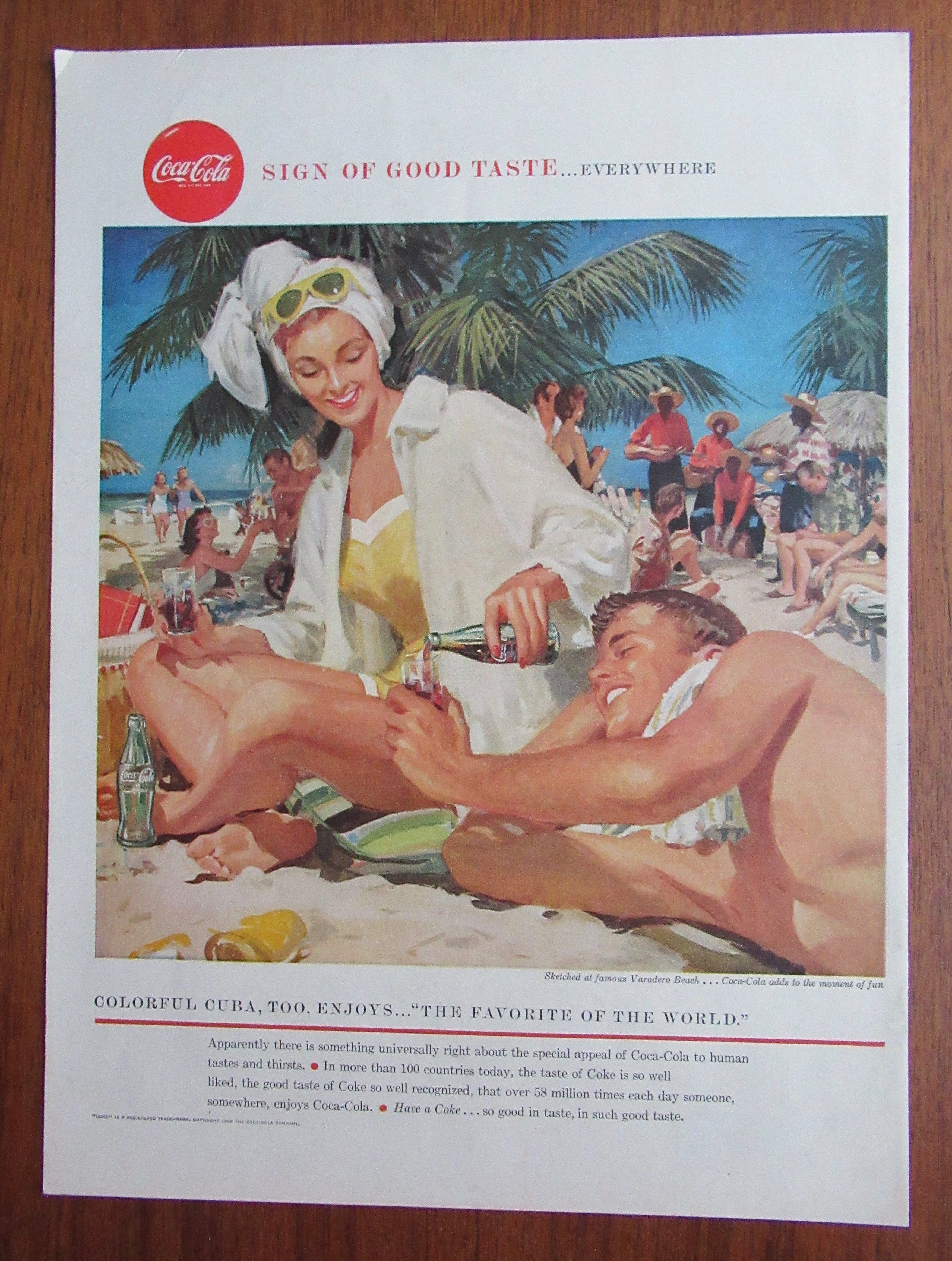 1958 Coca Cola (Coke) with Man & Woman on a Beach