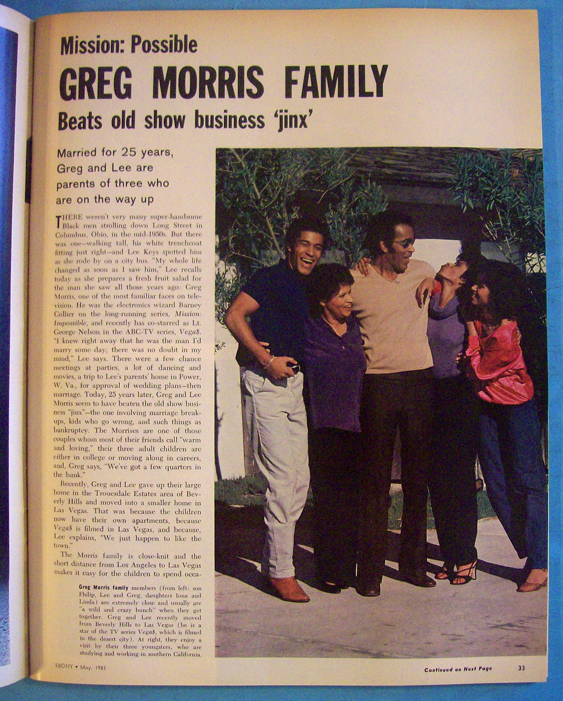 Ebony Magazine-May 1981-Greg Morris Family