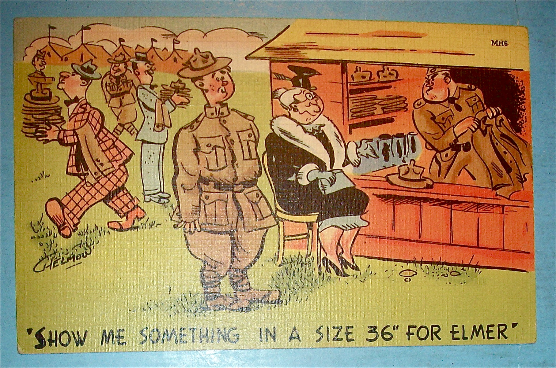 Mother Buying A Soldier's Uniform Postcard