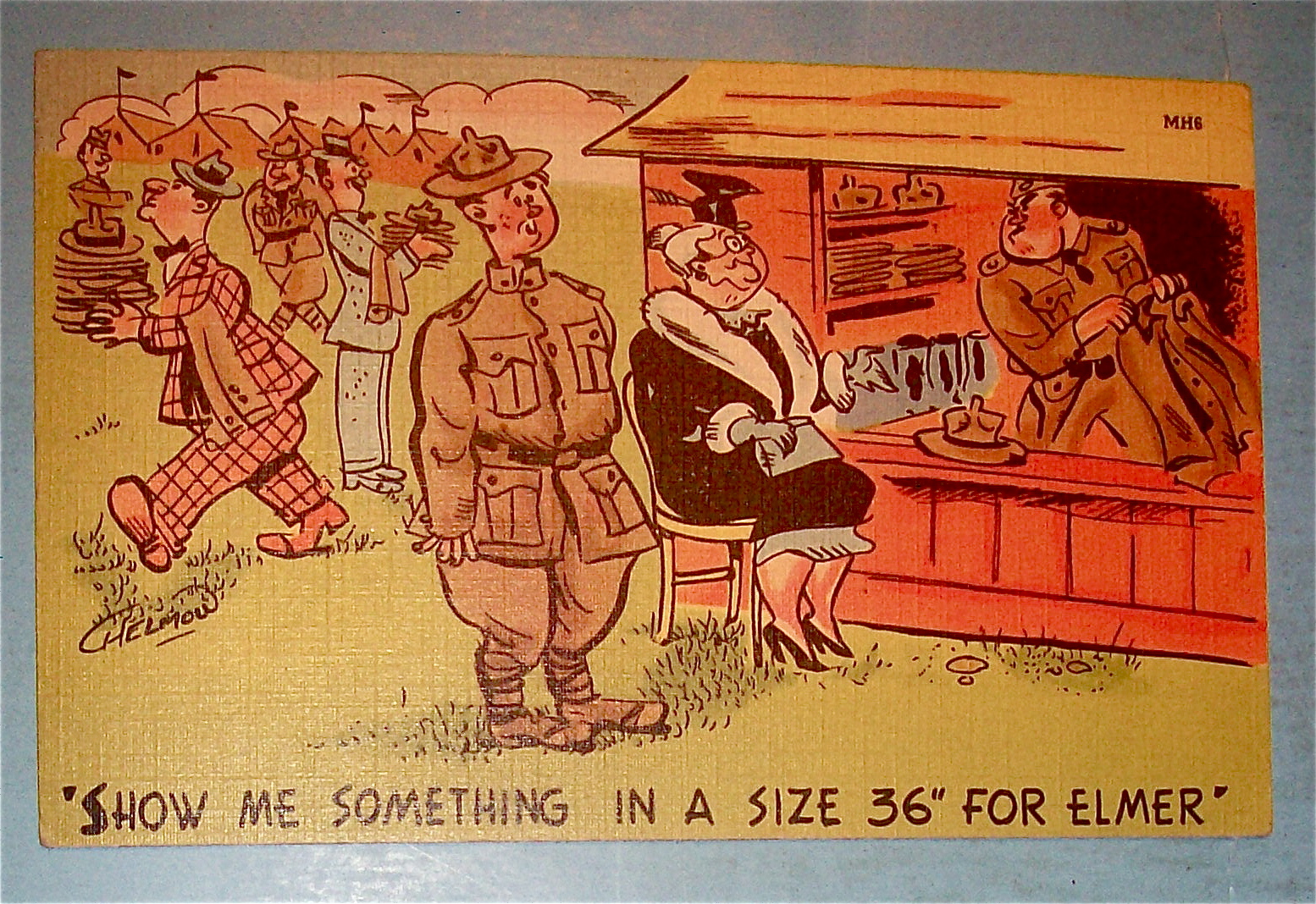 Mother Buying A Soldier's Uniform Postcard