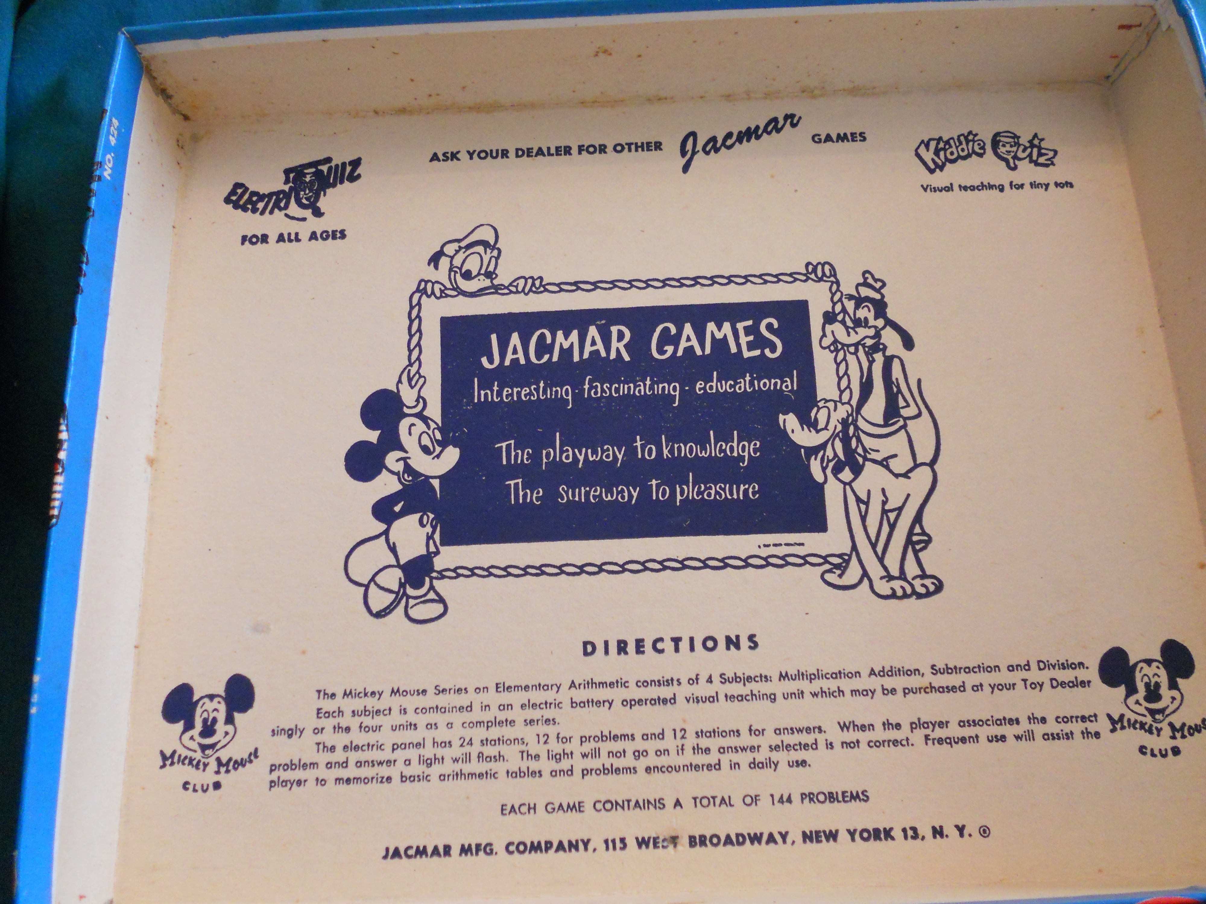 Mickey Mouse Club Disney Subtractor Game 1950