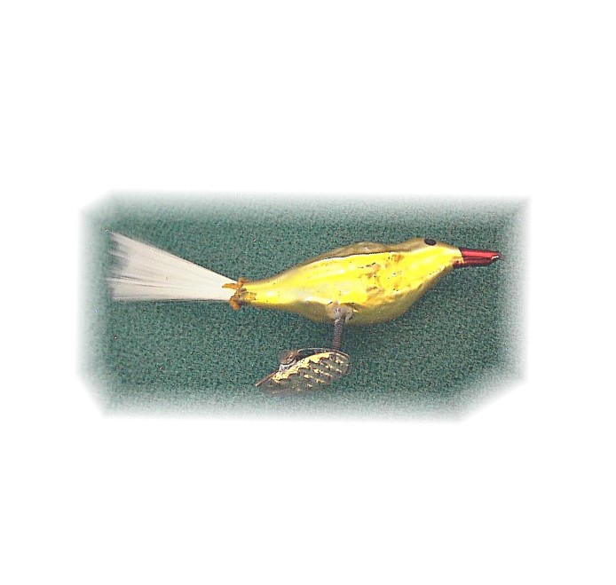 Antique 50s Hand Blown Glass Christmas Clip On Bird
