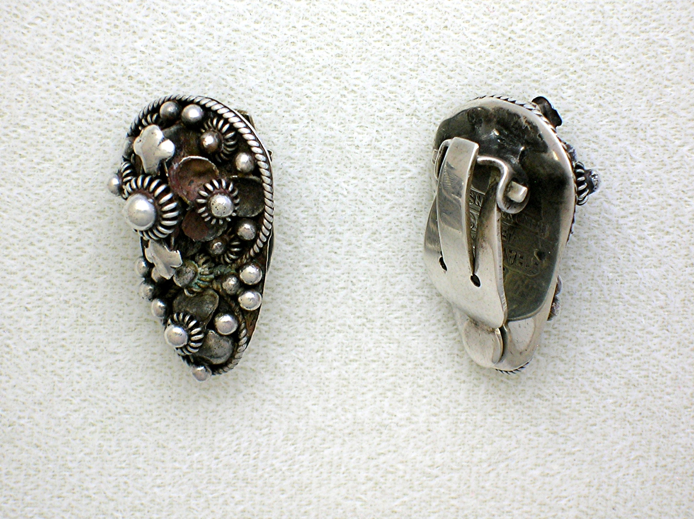 Sterling Silver Antique 939 Clip Signed Earrings