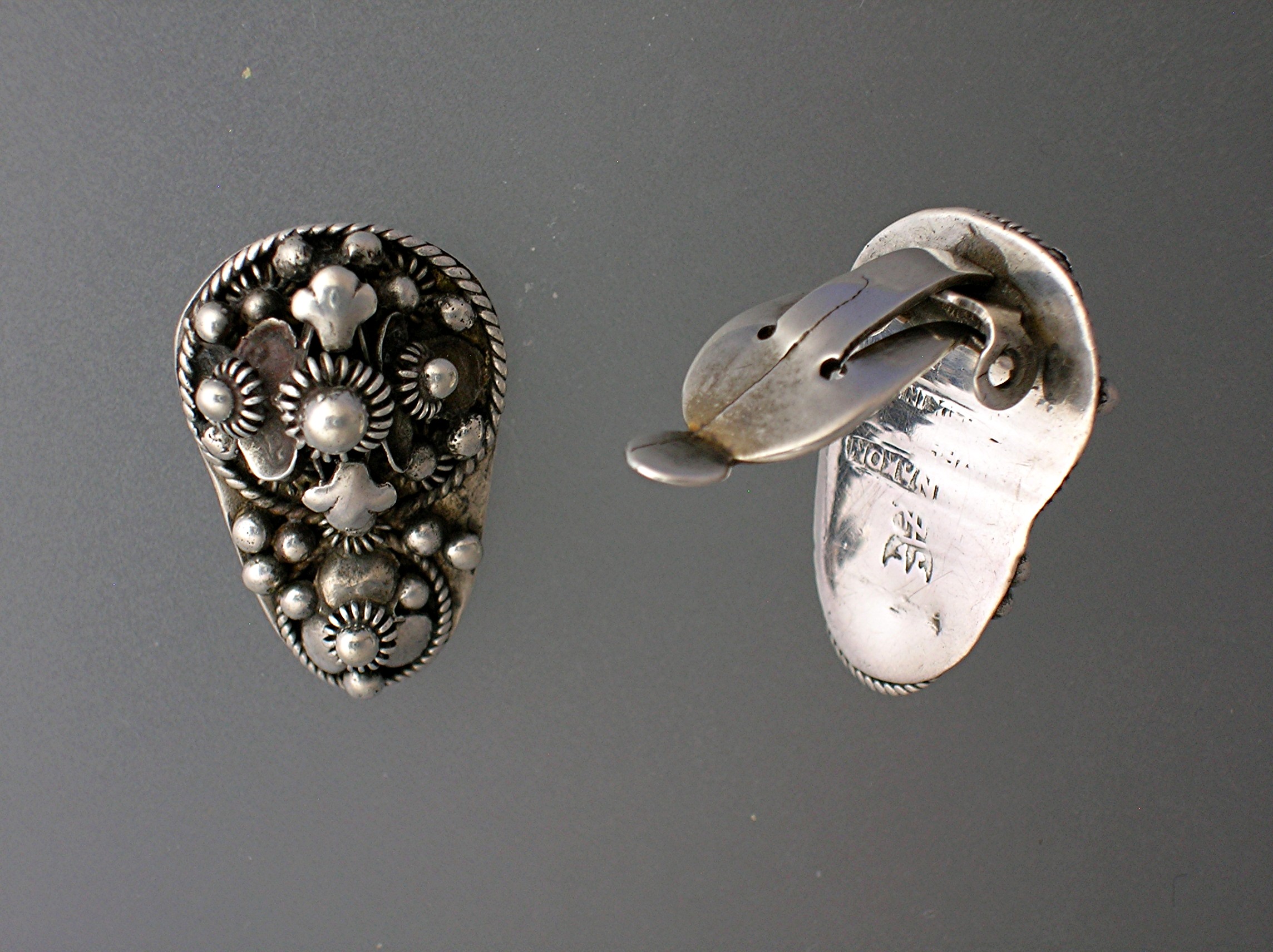 Sterling Silver Antique 939 Clip Signed Earrings