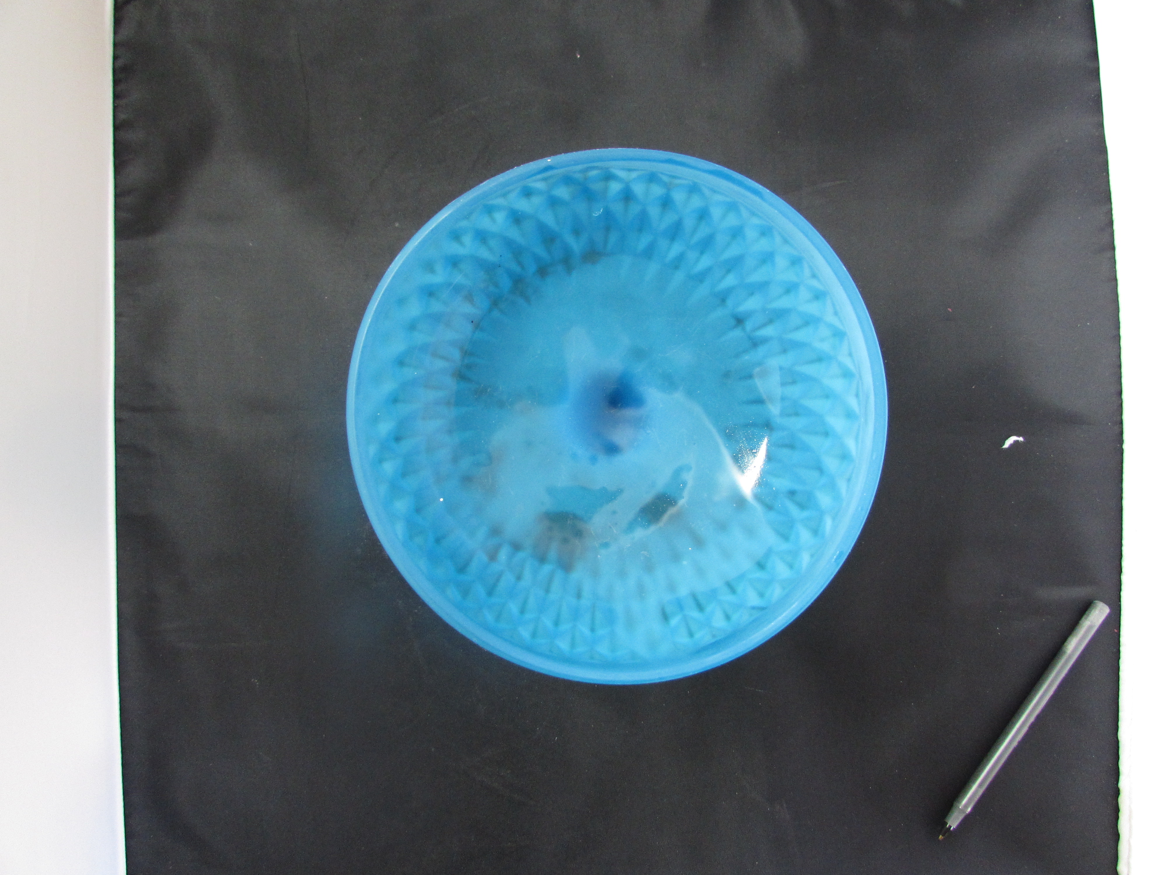 Blue Satin Indiana Glass Diamond Point Compote